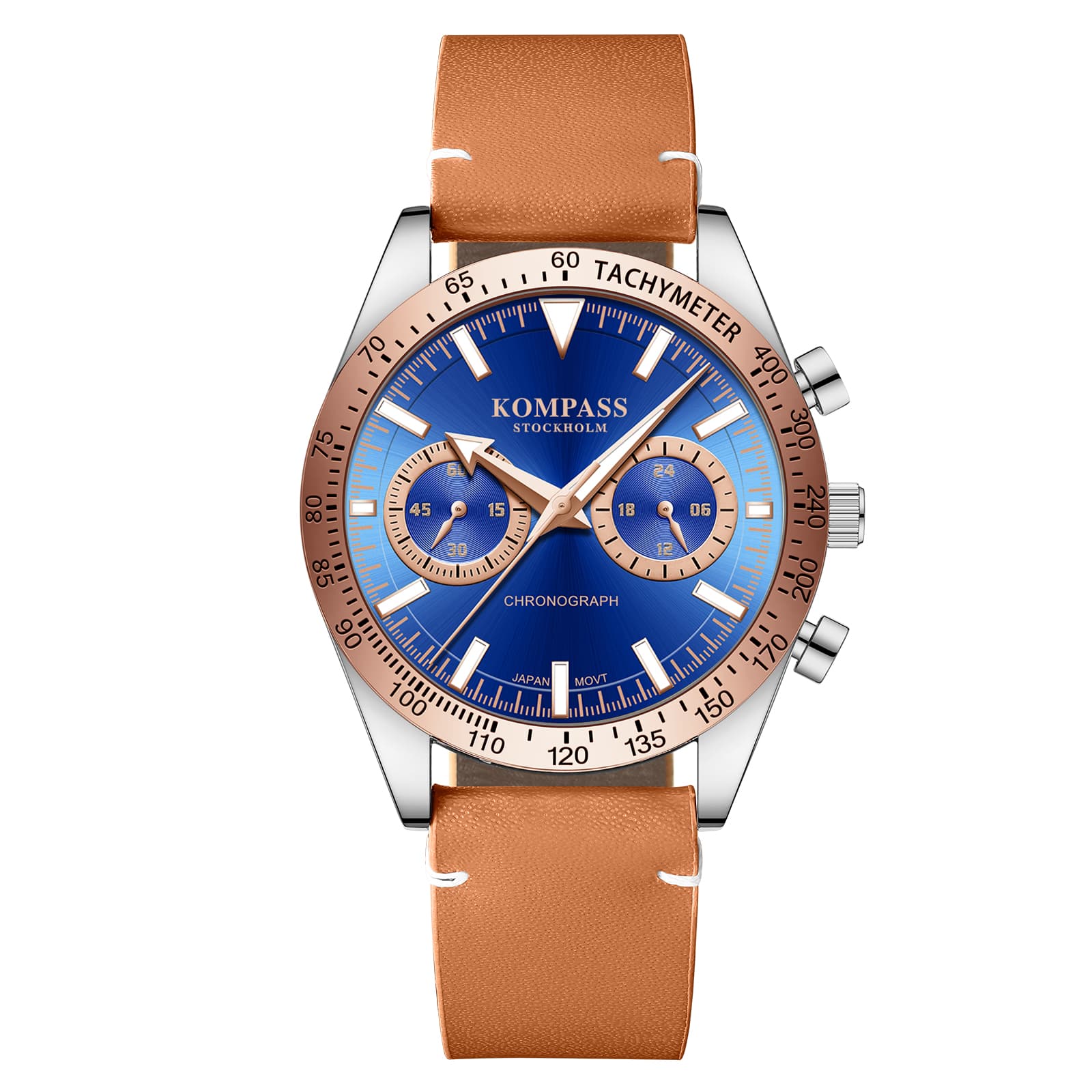 Kompass Stockholm Kompass Skyborne Chronograph Silver Rose Gold Brown Blue