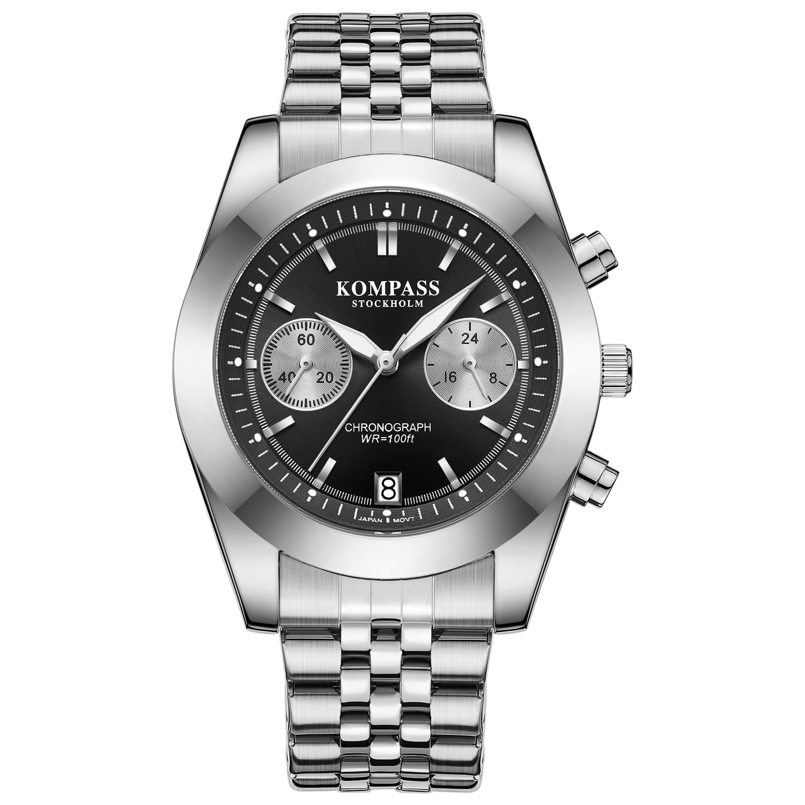 Kompass Stockholm Kompass Navigator Chrono Silver Black