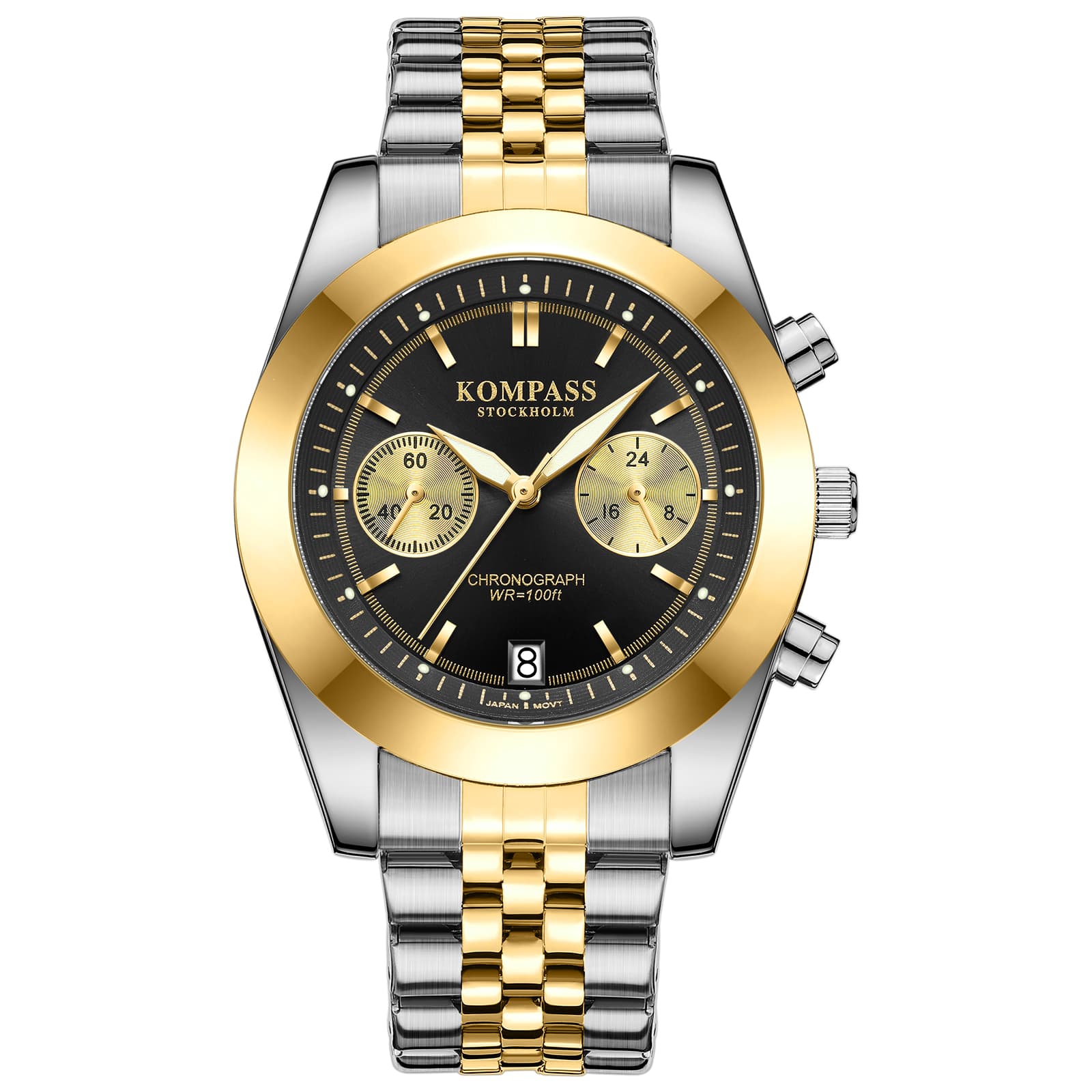 Kompass Stockholm Kompass Navigator Chrono Silver Gold Black
