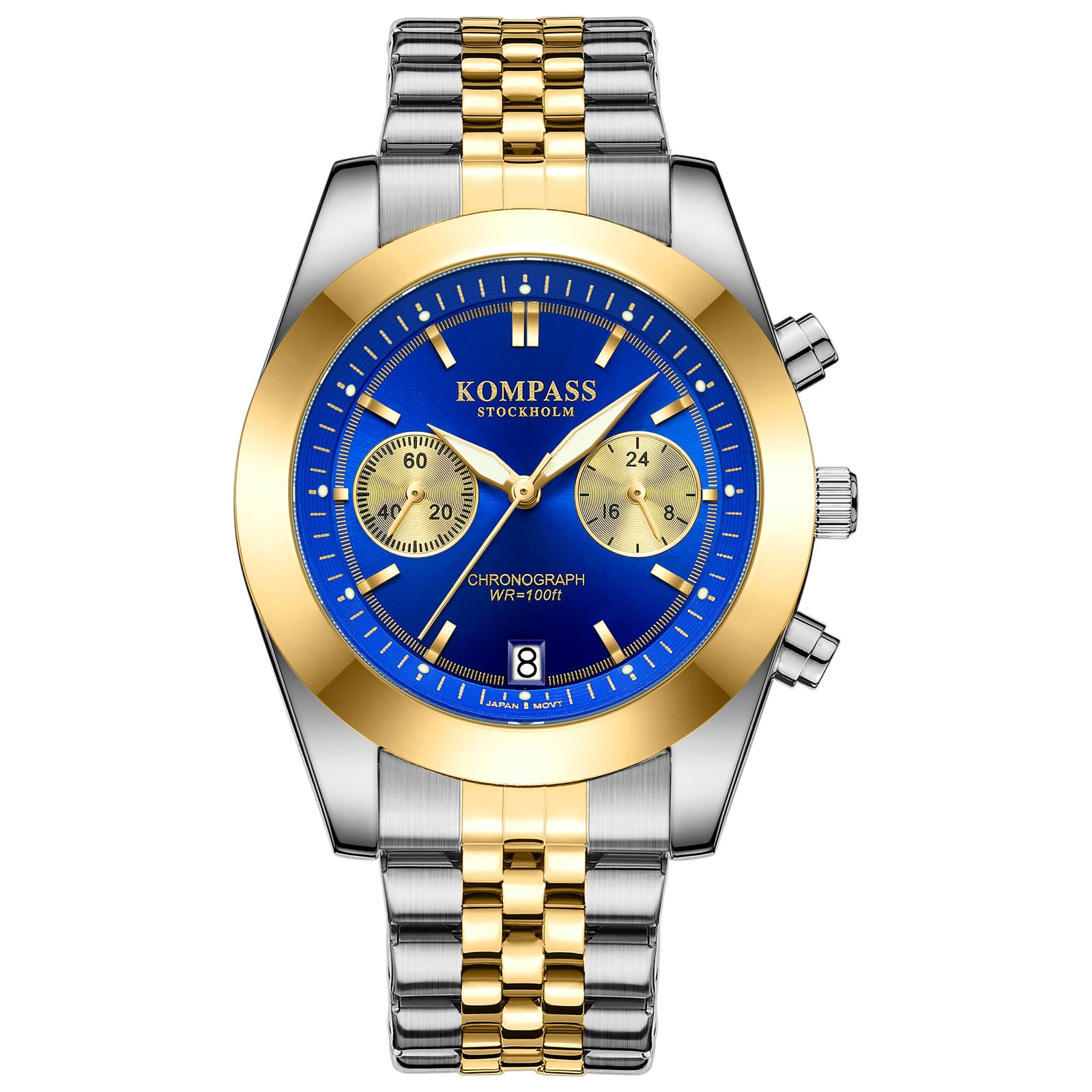 Kompass Stockholm Kompass Navigator Chrono Silver Gold Blue