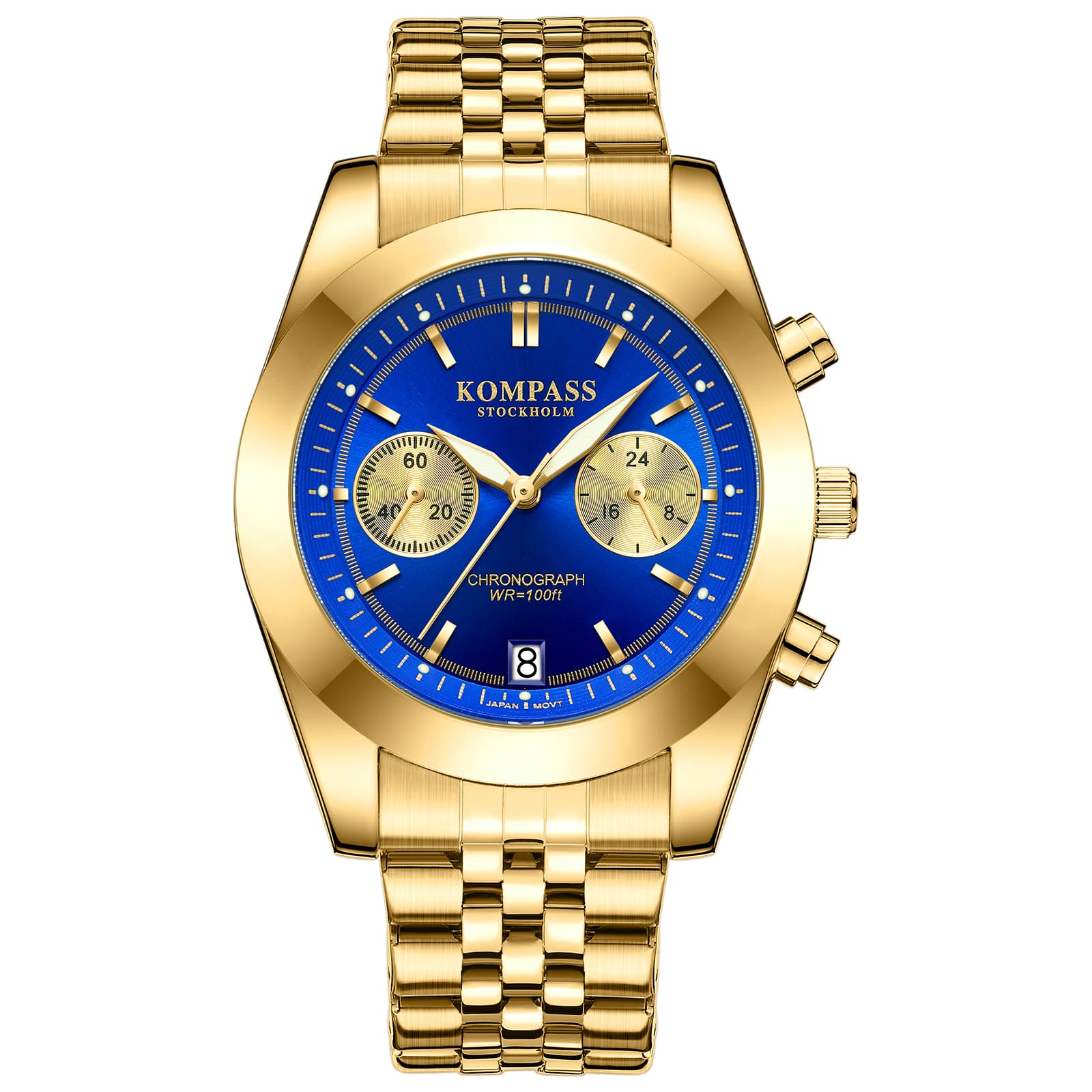 Kompass Stockholm Kompass Navigator Chrono Gold Blue