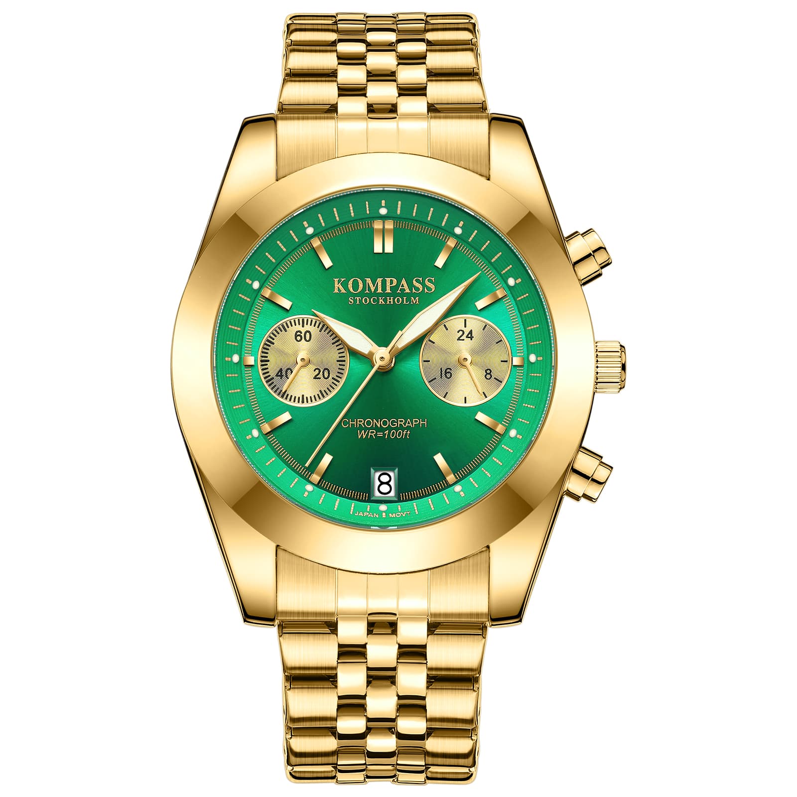 Kompass Stockholm Kompass Navigator Chrono Gold Green
