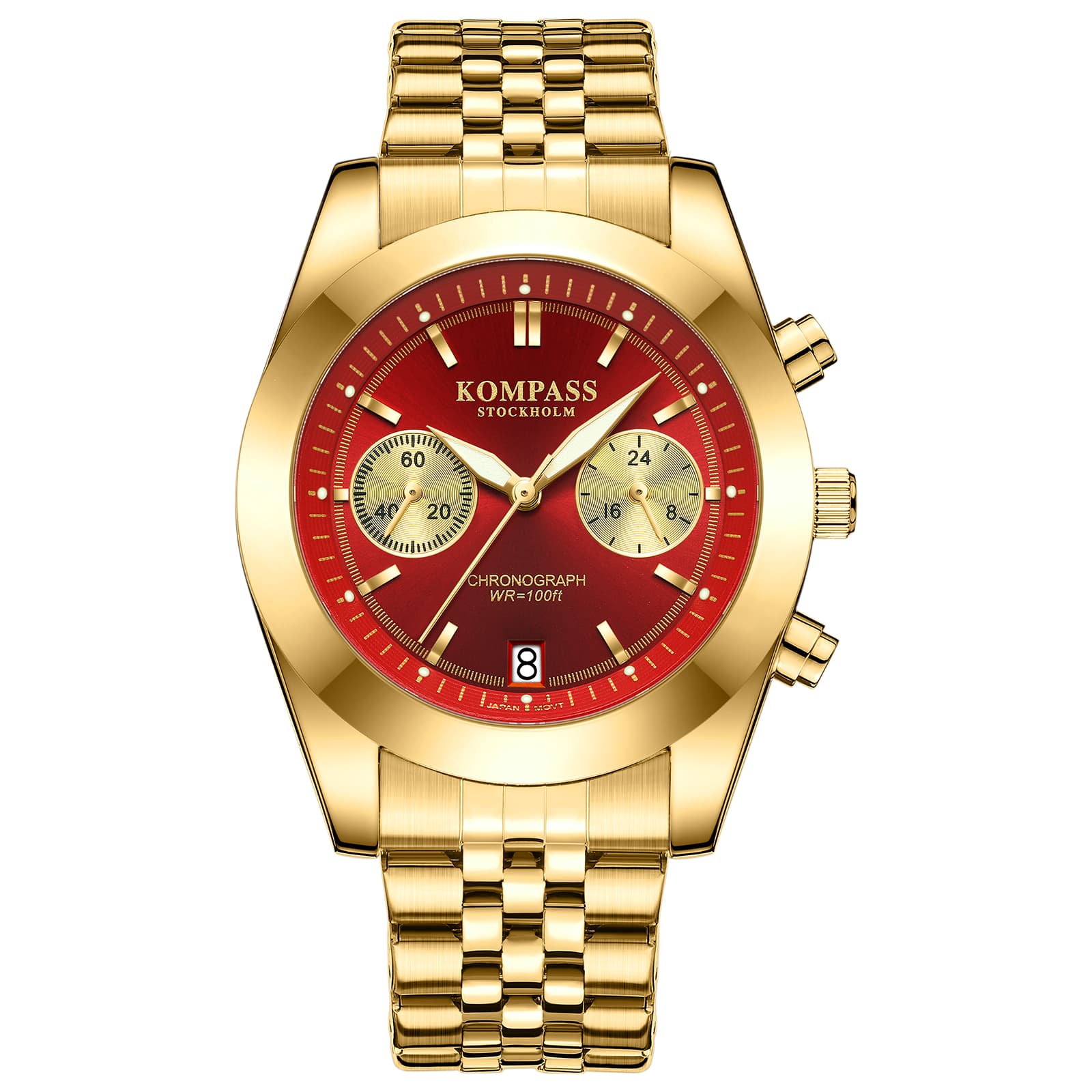 Kompass Stockholm Kompass Navigator Chrono Gold Red