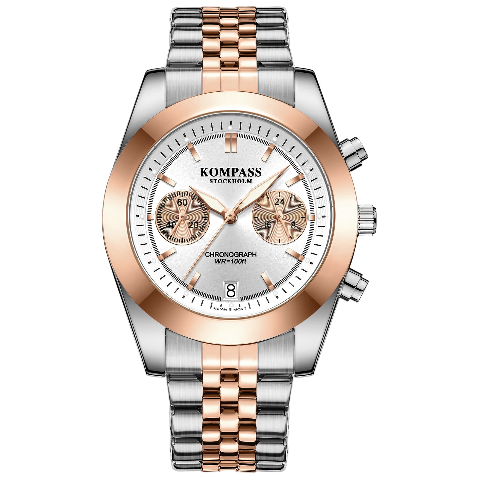 Kompass Stockholm Kompass Navigator Chrono Silver Rose Gold
