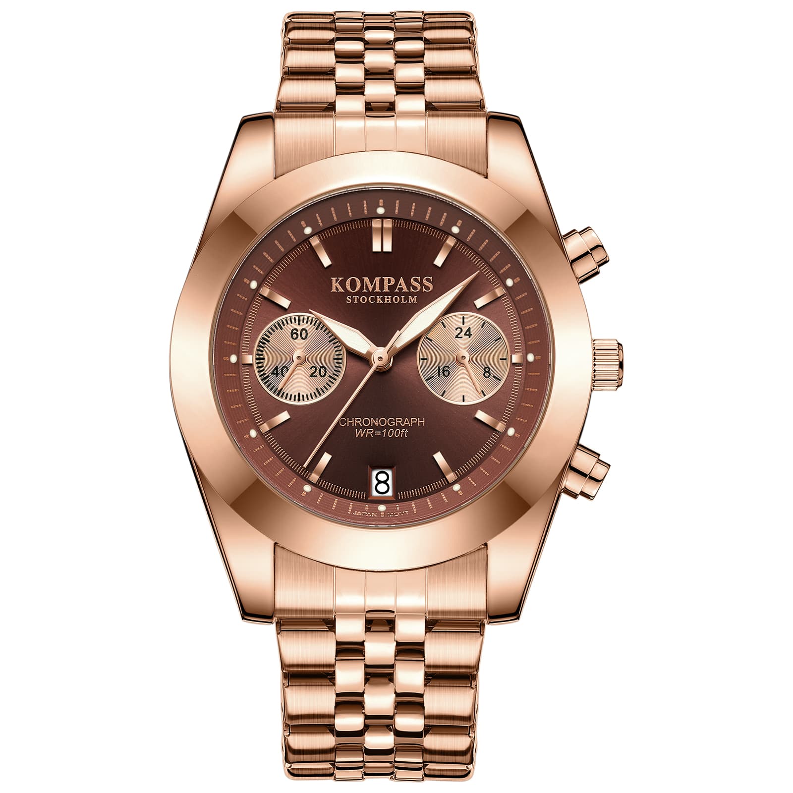 Kompass Stockholm Kompass Navigator Chrono Rose Gold Brown