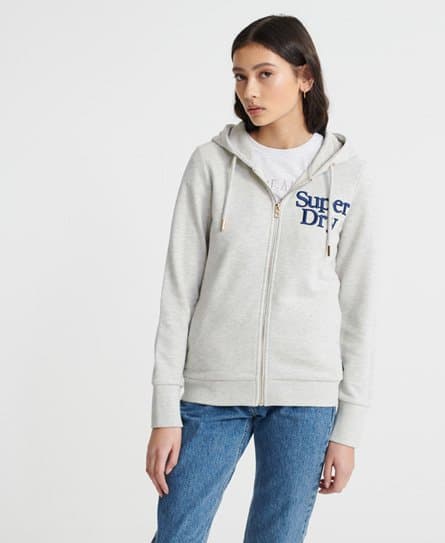 Superdry Superdry Serif-hettegenser i ensidig frotté med glidelås og broderi