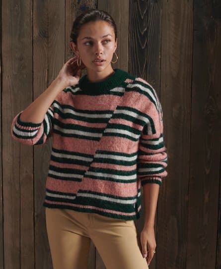 Superdry Superdry Grovstrikket genser med rund hals og umatchende striper