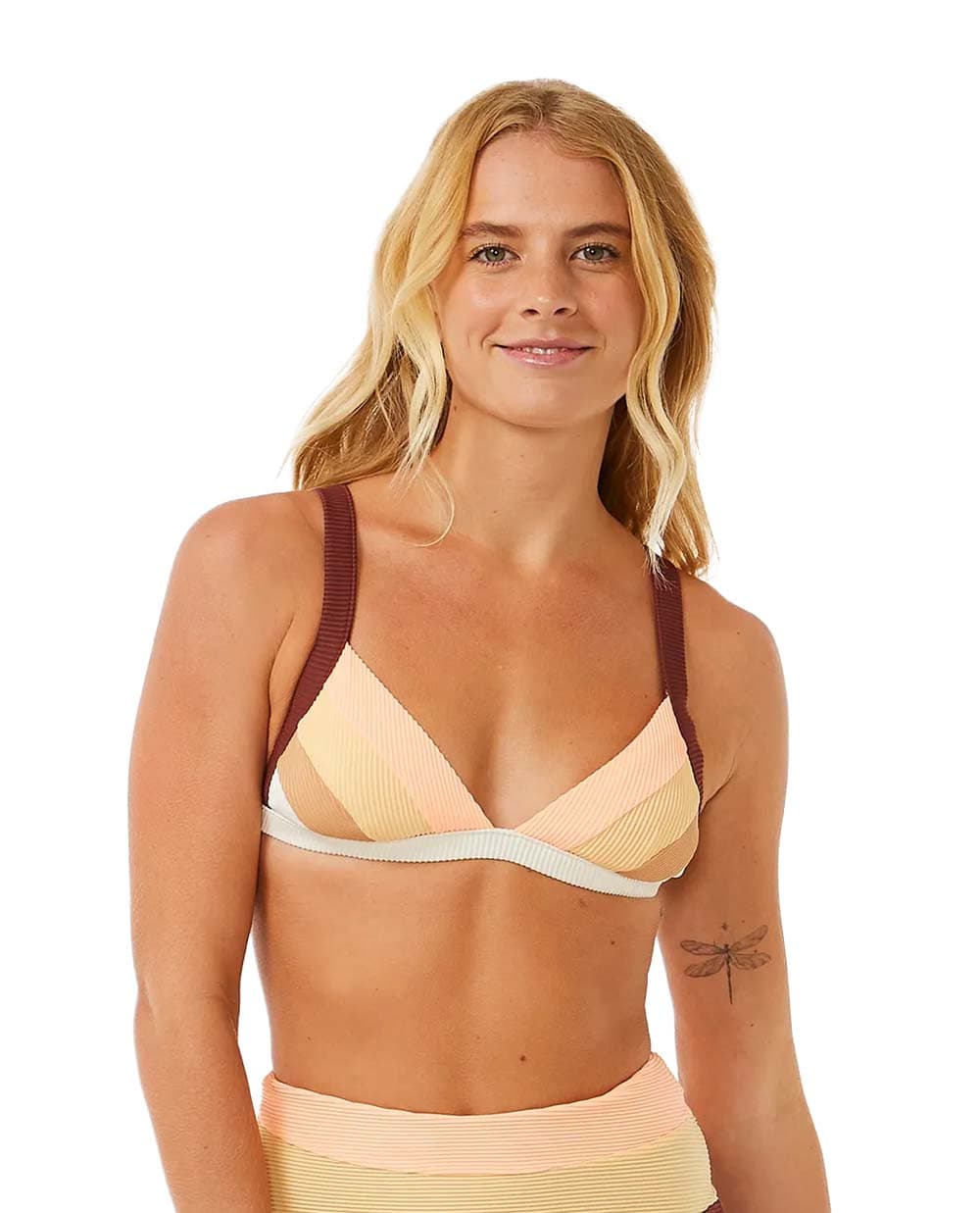 Rip Curl Rip Curl Women's Block Party Spliced Fixed Triangle Bikini Top Bone