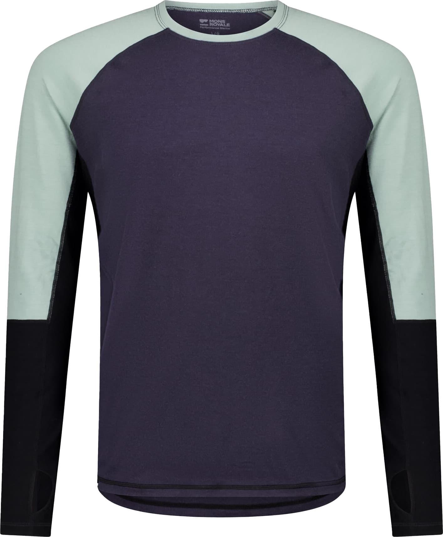 Mons Royale Mons Royale Men's Olympus Long Sleeve Dew/9 Iron/black