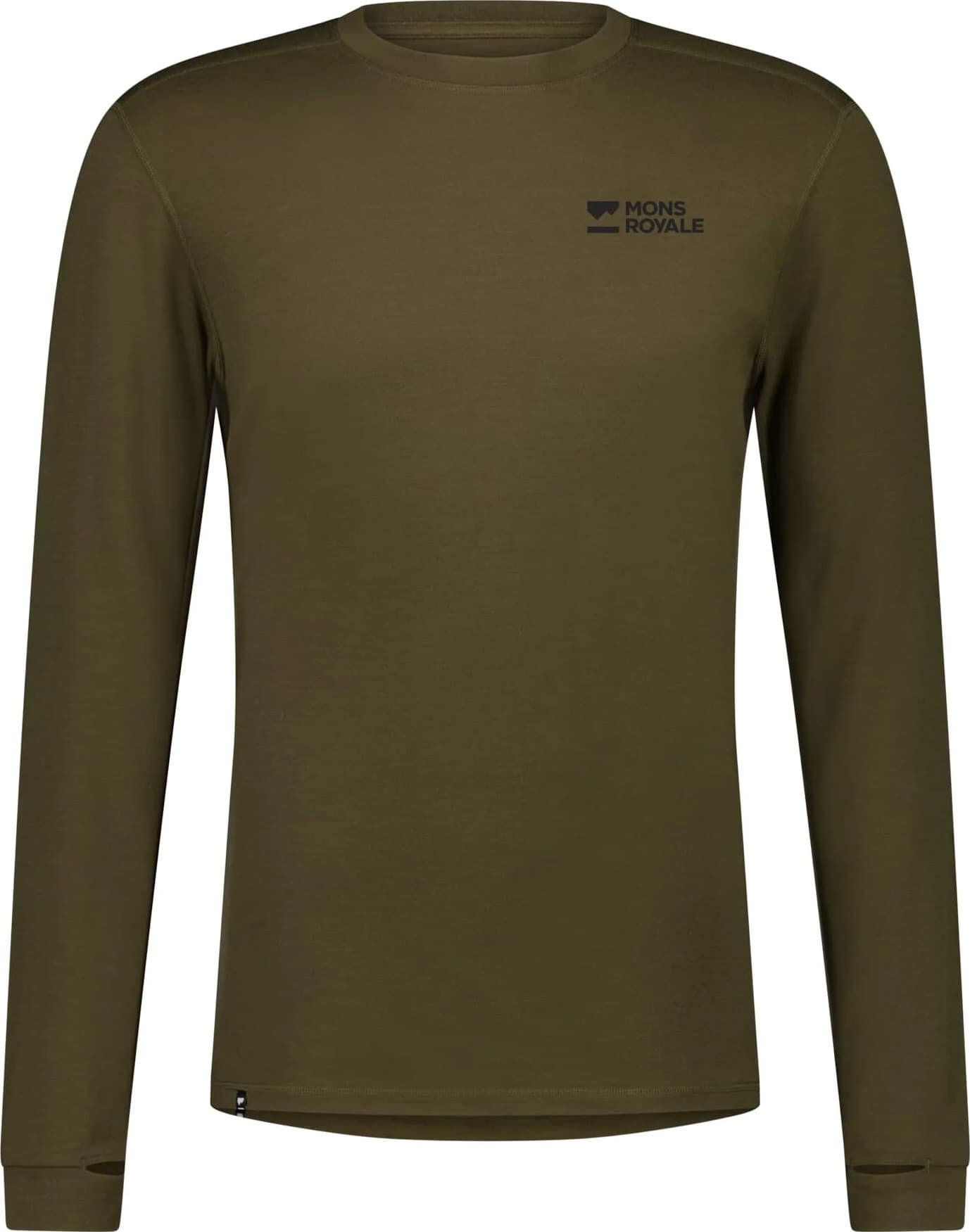 Mons Royale Mons Royale Men's Cascade Merino Base Layer Long Sleeve Dark Olive