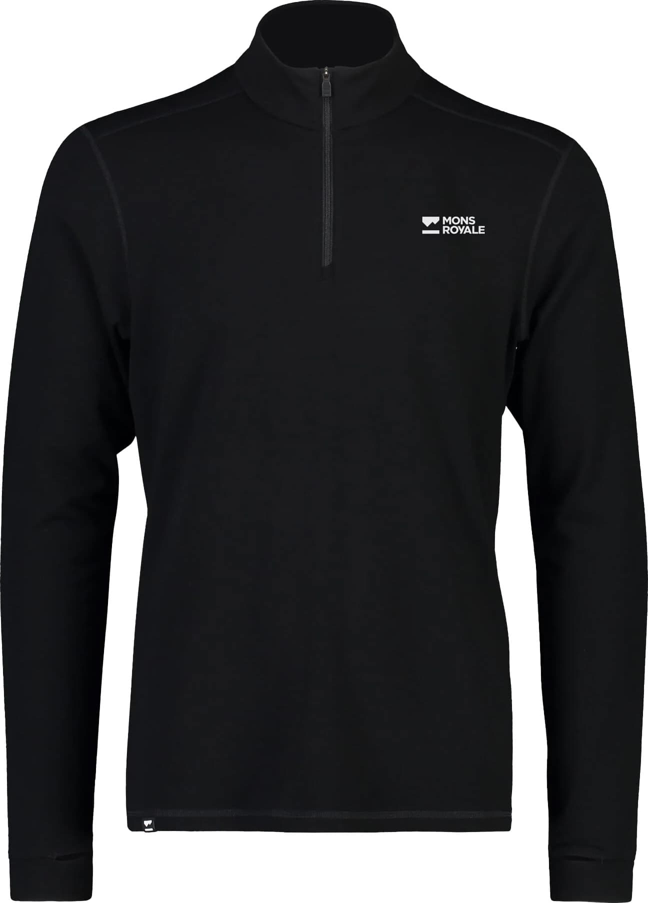 Mons Royale Mons Royale Men's Cascade Merino Base Layer 1/4 Zip Long Sleeve Black