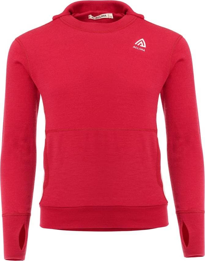 Aclima Aclima Warmwool Hood Sweater Children Jester Red/Beige Melange