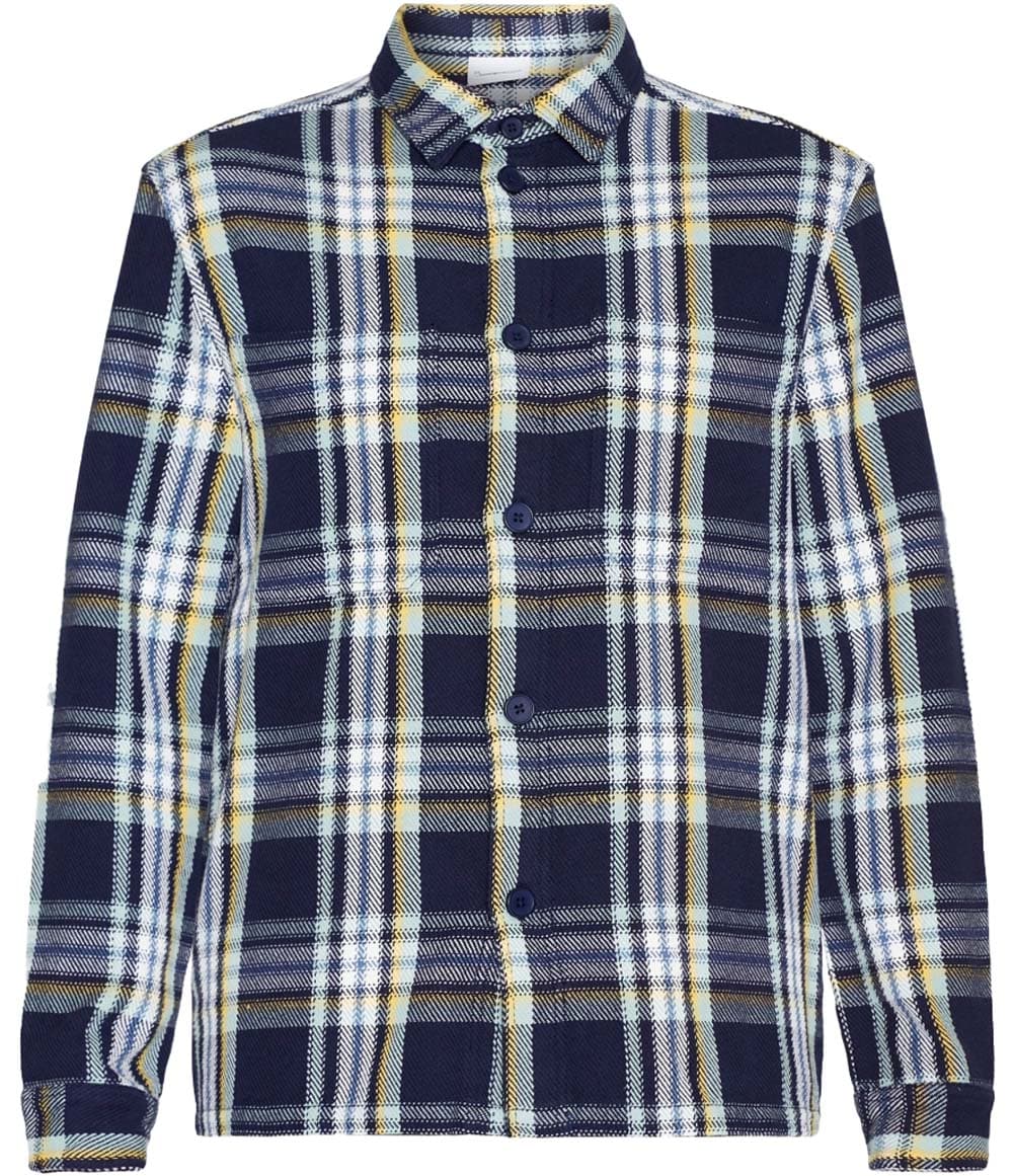 Knowledge Cotton Apparel Knowledge Cotton Apparel Men's Checked Overshirt Blue Check
