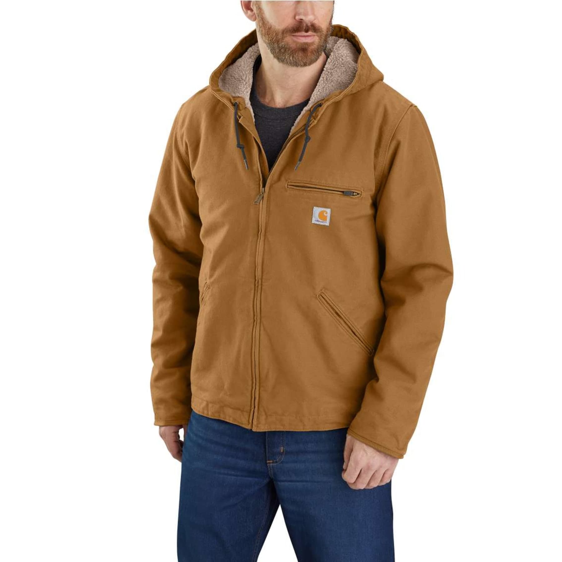 Carhartt Carhartt Men's Washed Duck Sherpa Lined Jacket Brown