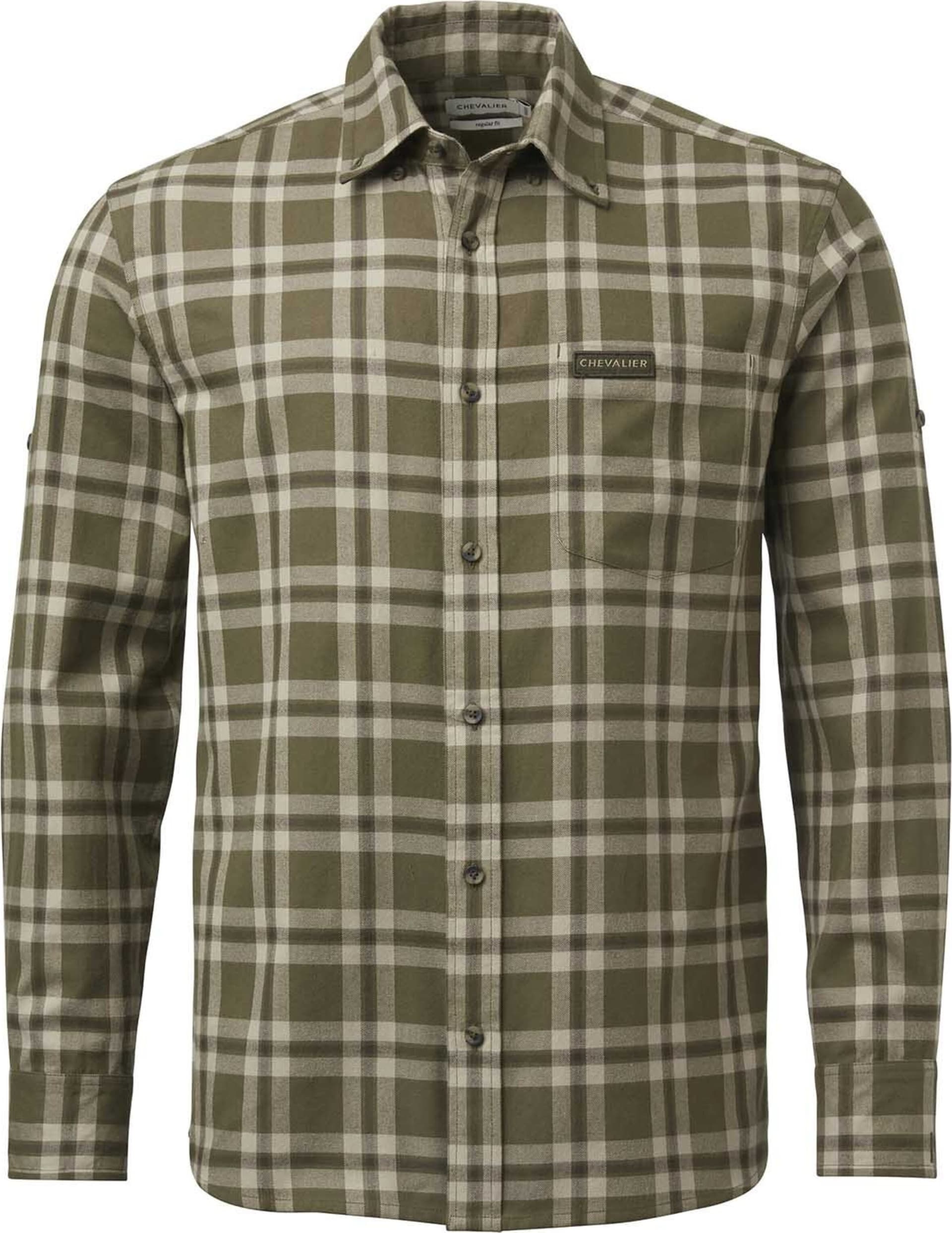 Chevalier Chevalier Men's Teal Light Flannel Shirt Olive Green Checked