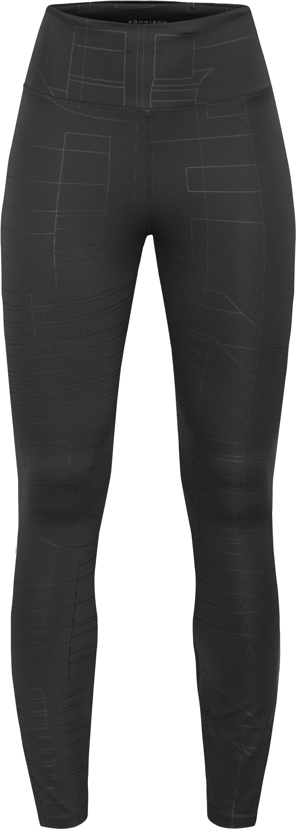 Rohnisch Röhnisch Women's Logo Effect High Waist Tights Black Logo Emboss