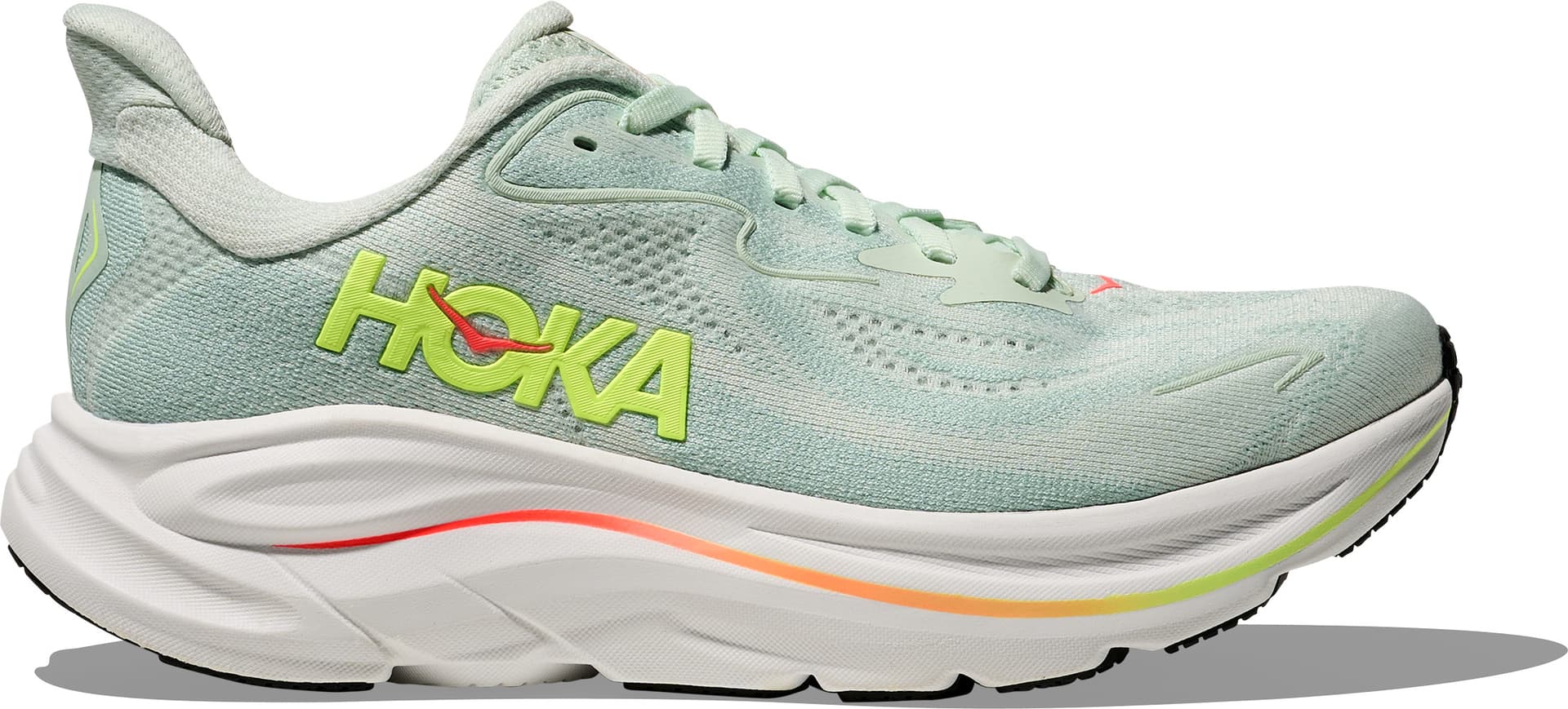 HOKA Hoka Women's Clifton 10 Wide Sea Glass/Neon Flame