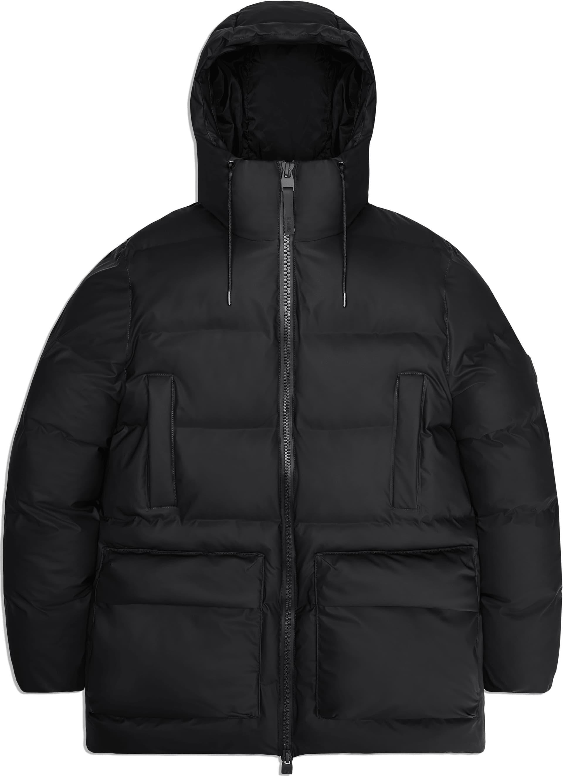 Rains Rains Unisex Alta Long Puffer Cargo Jacket W3T4 Black