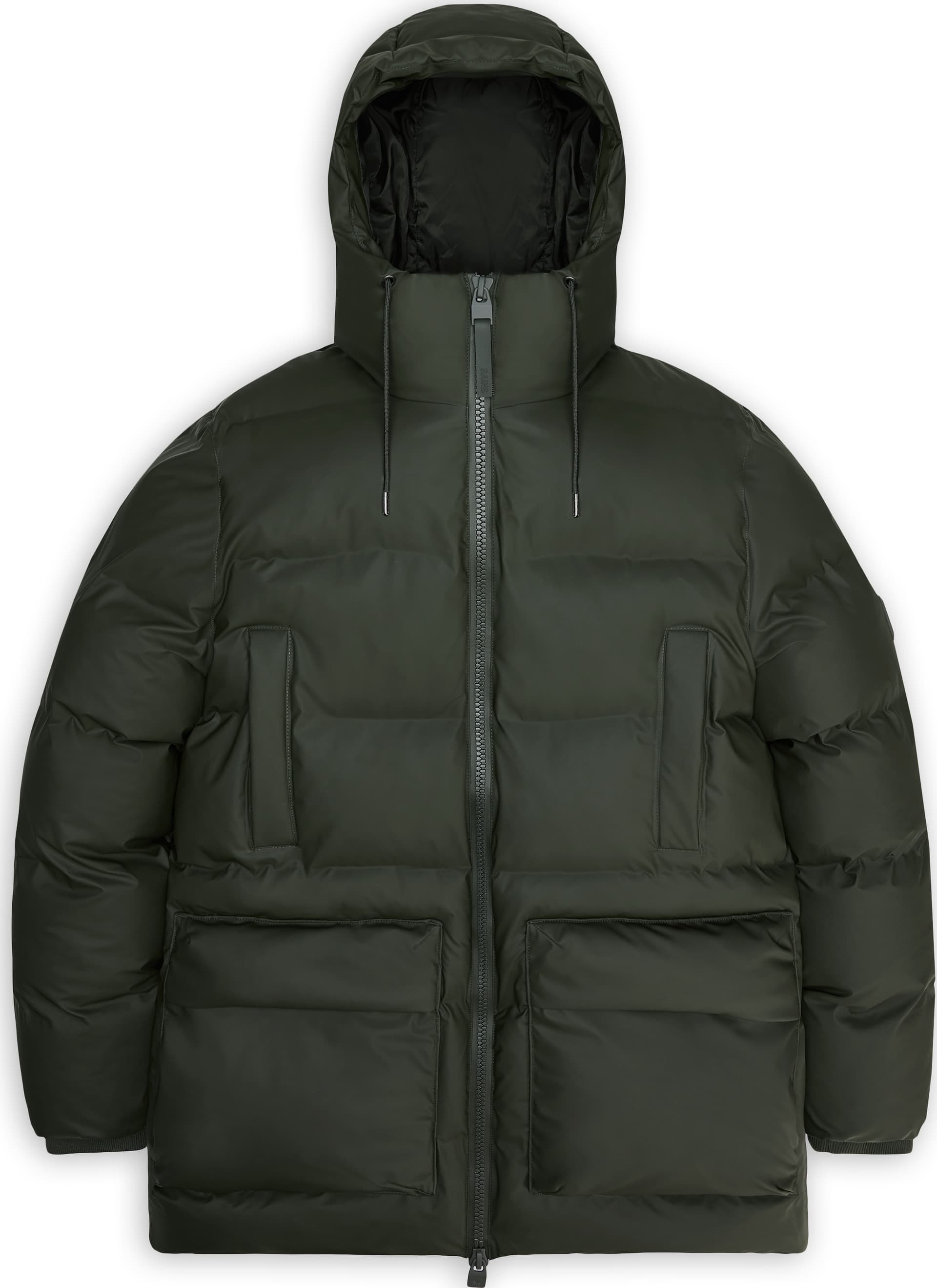 Rains Rains Unisex Alta Long Puffer Cargo Jacket W3T4 Green