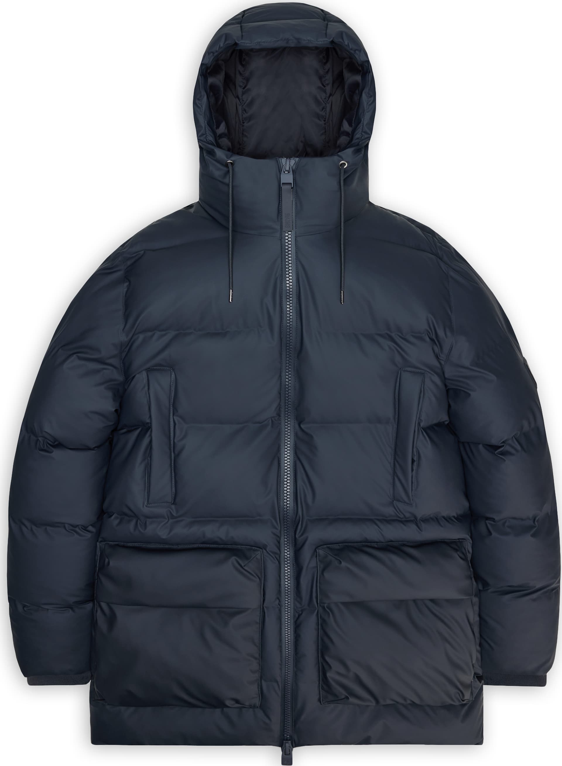 Rains Rains Unisex Alta Long Puffer Cargo Jacket W3T4 Navy