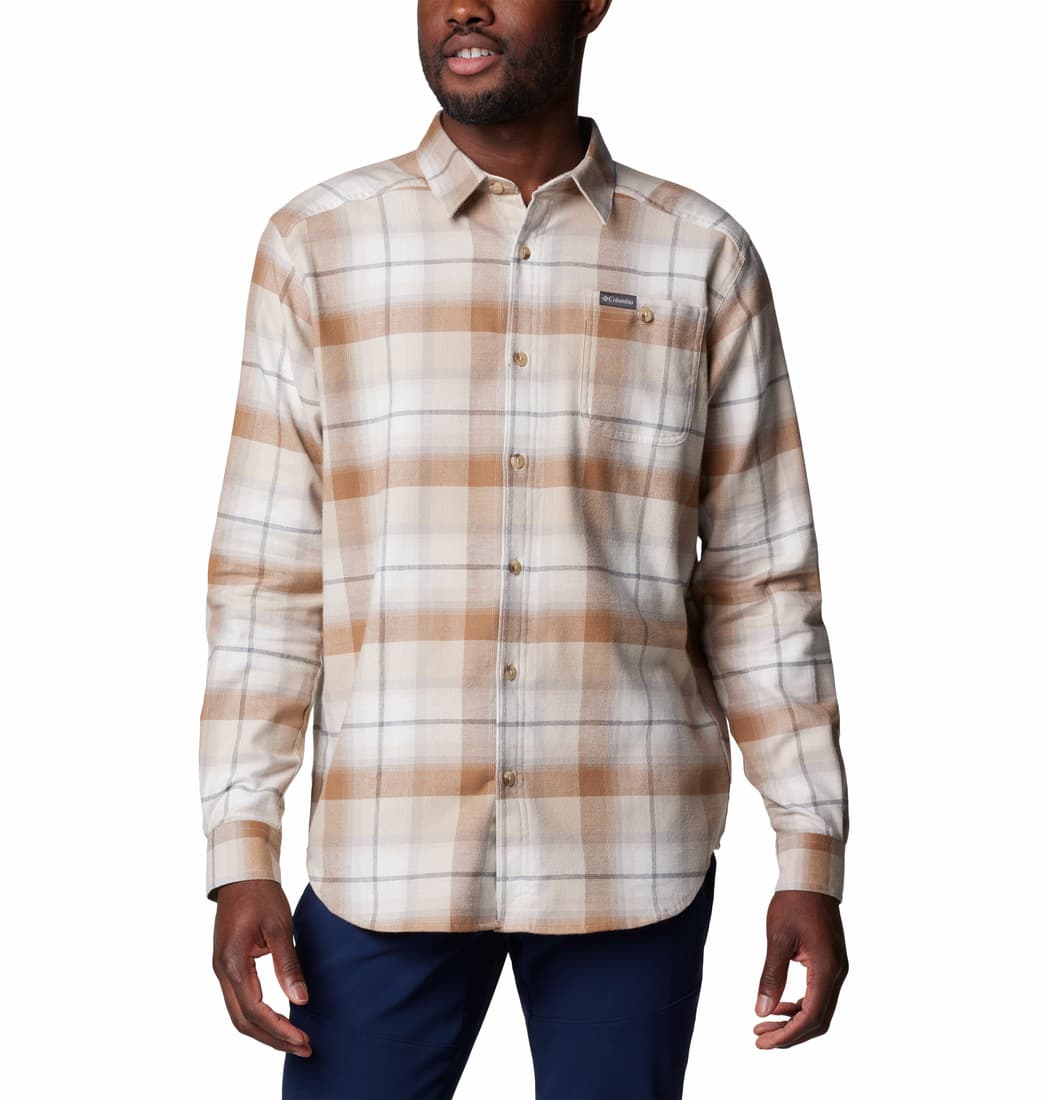 Columbia Columbia Men's Cornell Woods Flannel Long Sleeve Shirt Dark Stone Classic Multi Tartan