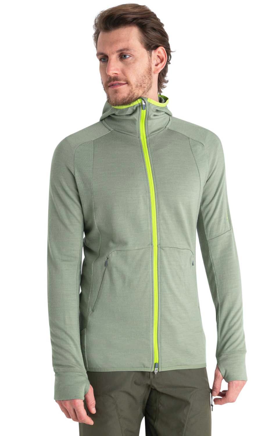 Icebreaker Icebreaker Men's Zoneknit Long Sleeve Zip Hoodie Lichen/Hyper
