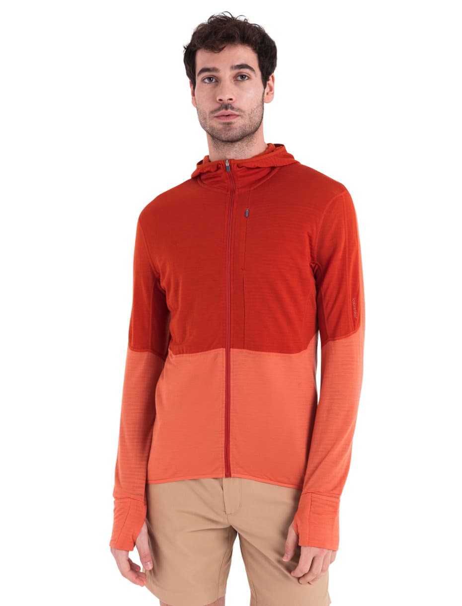 Icebreaker Icebreaker Men's Merino 200 Realfleece™ Descender Long Sleeve Zip Hoodie Molten/Ember/Cb