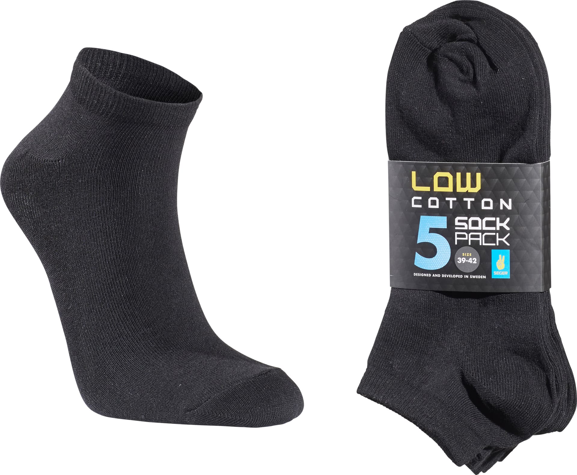 Seger Seger Unisex Low Cotton Sock 5-pack Black