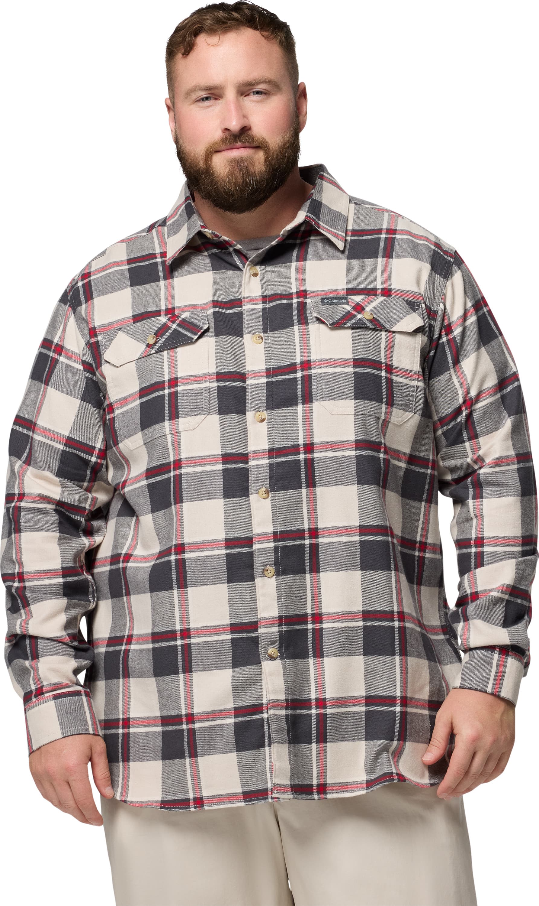 Columbia Columbia Men's Flare Gun Stretch Flannel Dark Stone Trails Edge Plaid