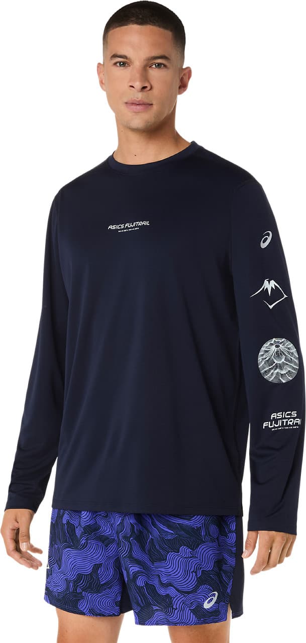 Asics Asics Men's Fujitrail Logo Long Sleeve Top Midnight/Cobalt Burst/Cool Grey