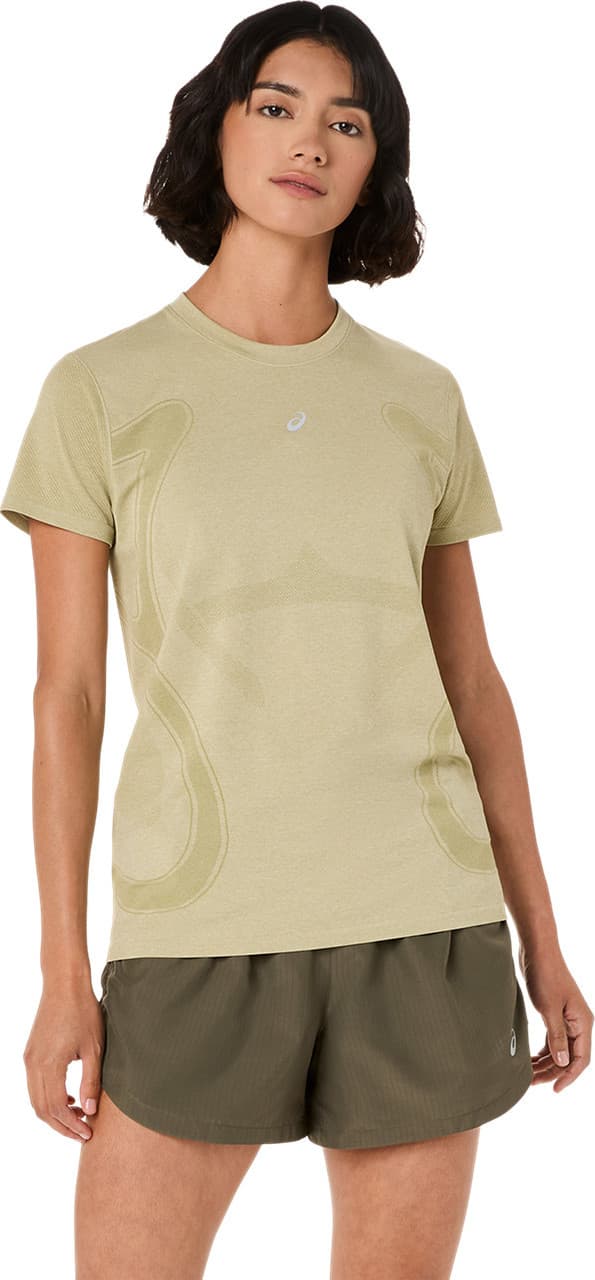 Asics Asics Women's Road Seamless Short Sleeve Top Khaki/Cream