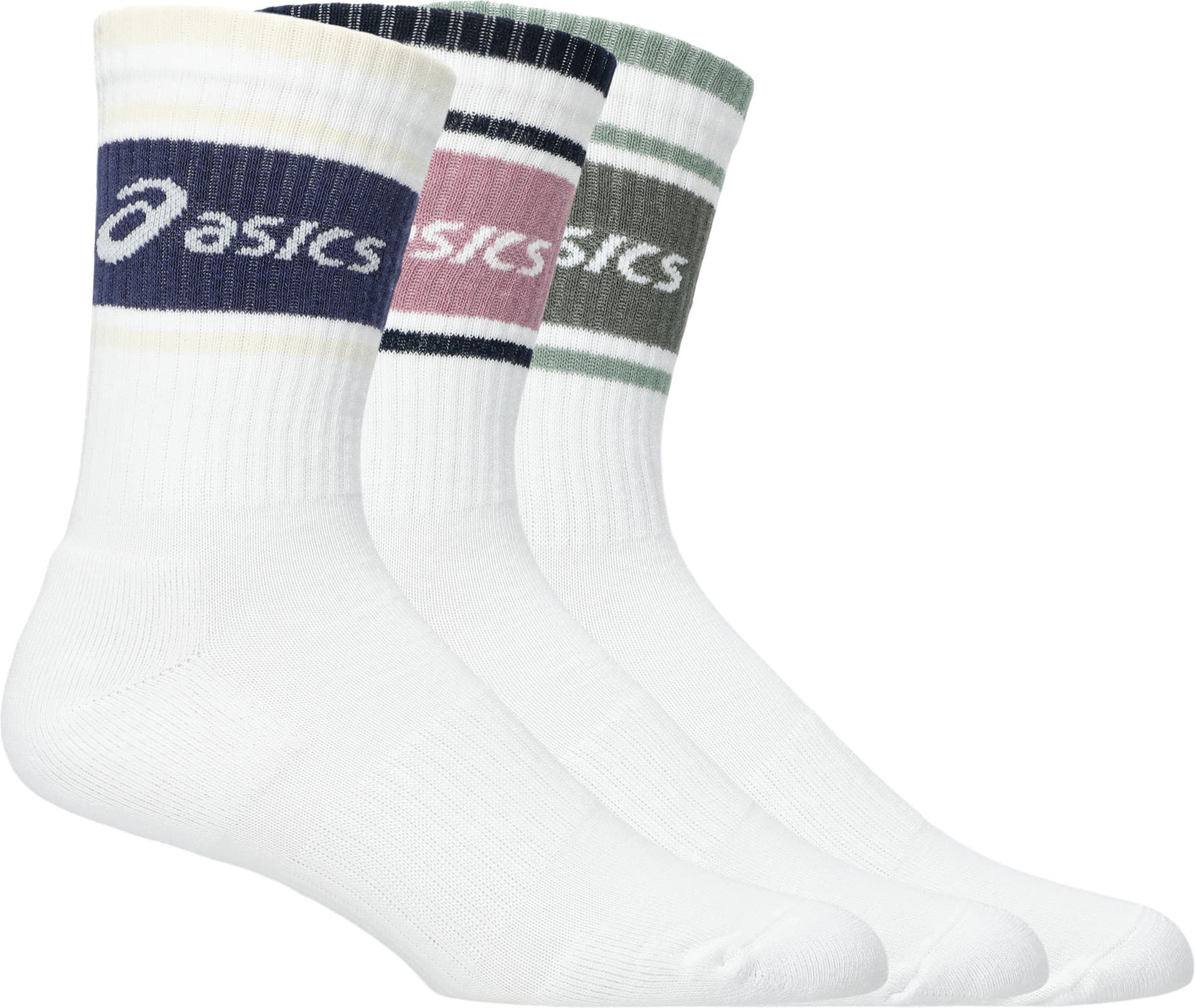 Asics Asics 3 Pack Asics Logo Crew Sock Monument Blue/indigo Fog/rubble Red