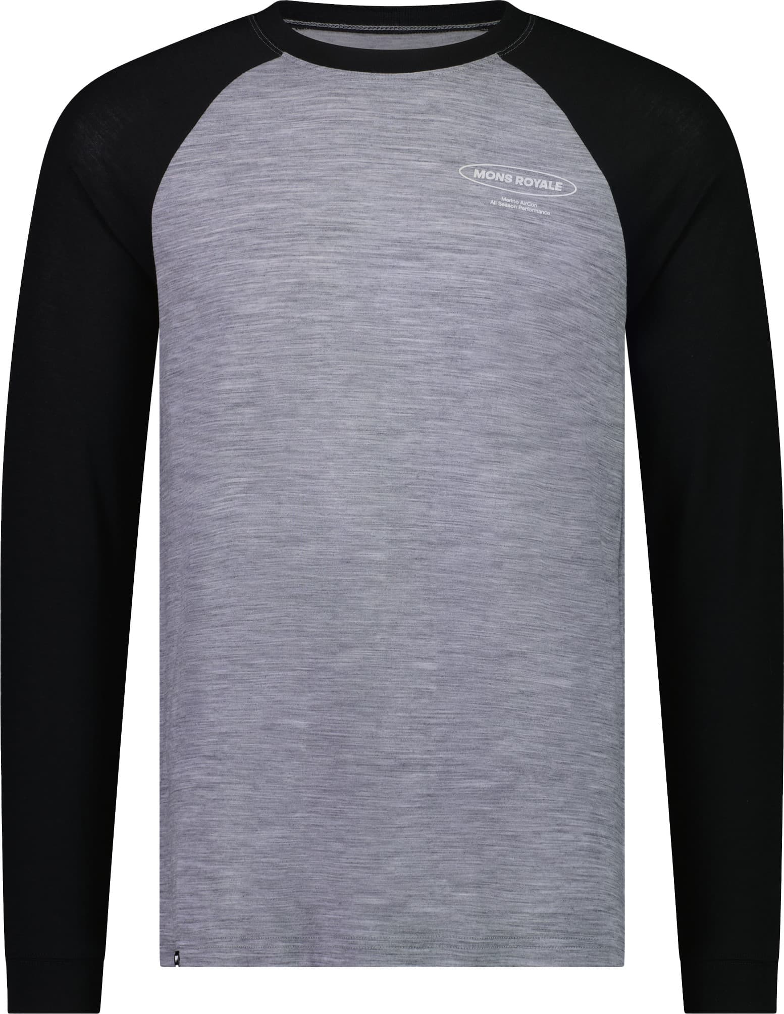 Mons Royale Mons Royale Men's Icon Merino Raglan Long Sleeve Grey Heather/Black