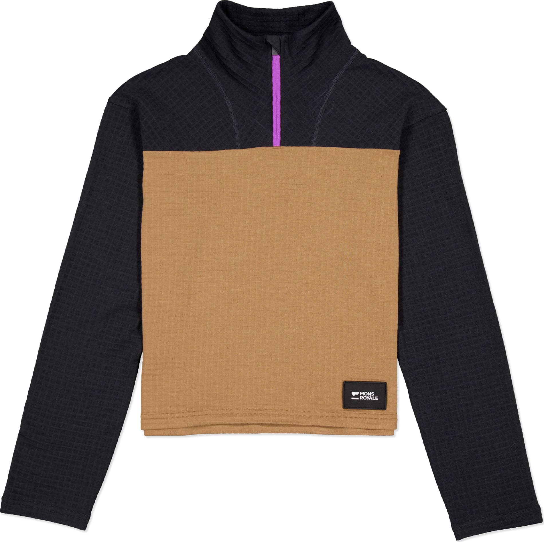 Mons Royale Mons Royale Women's Offgrid Merino Fleece Long Sleeve Black/Toffee