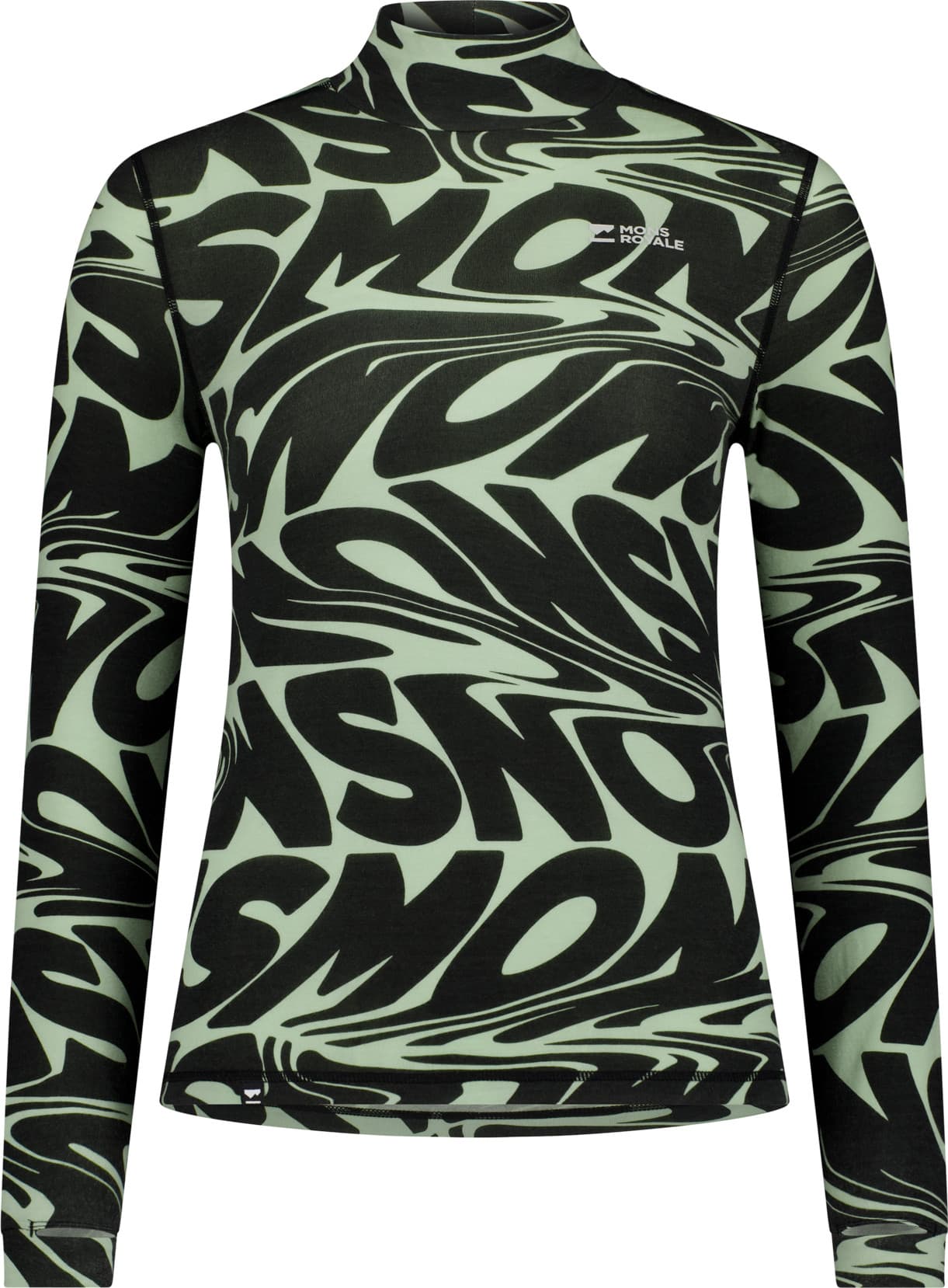 Mons Royale Mons Royale Women's Cascade Merino Base Layer Mock Neck Long Sleeve Signal Lost Matcha