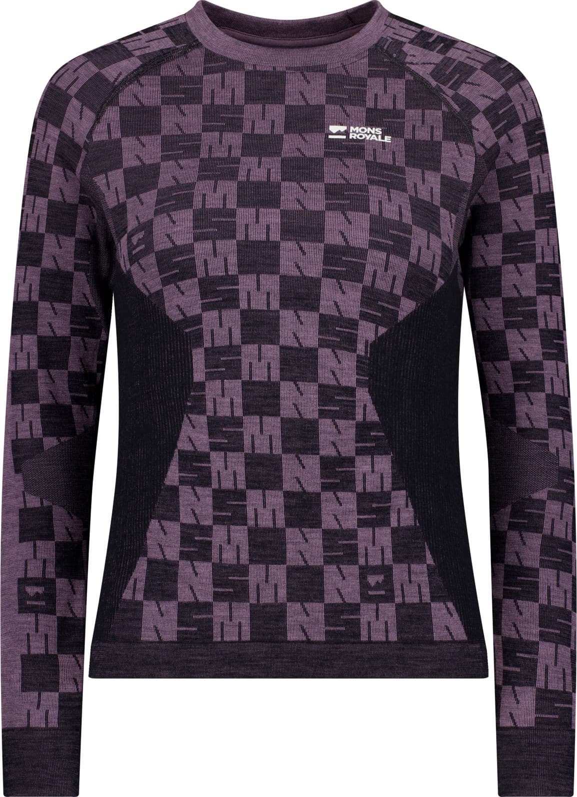 Mons Royale Mons Royale Women's Ascender Merino Seamless Long Sleeve Mauve/Black