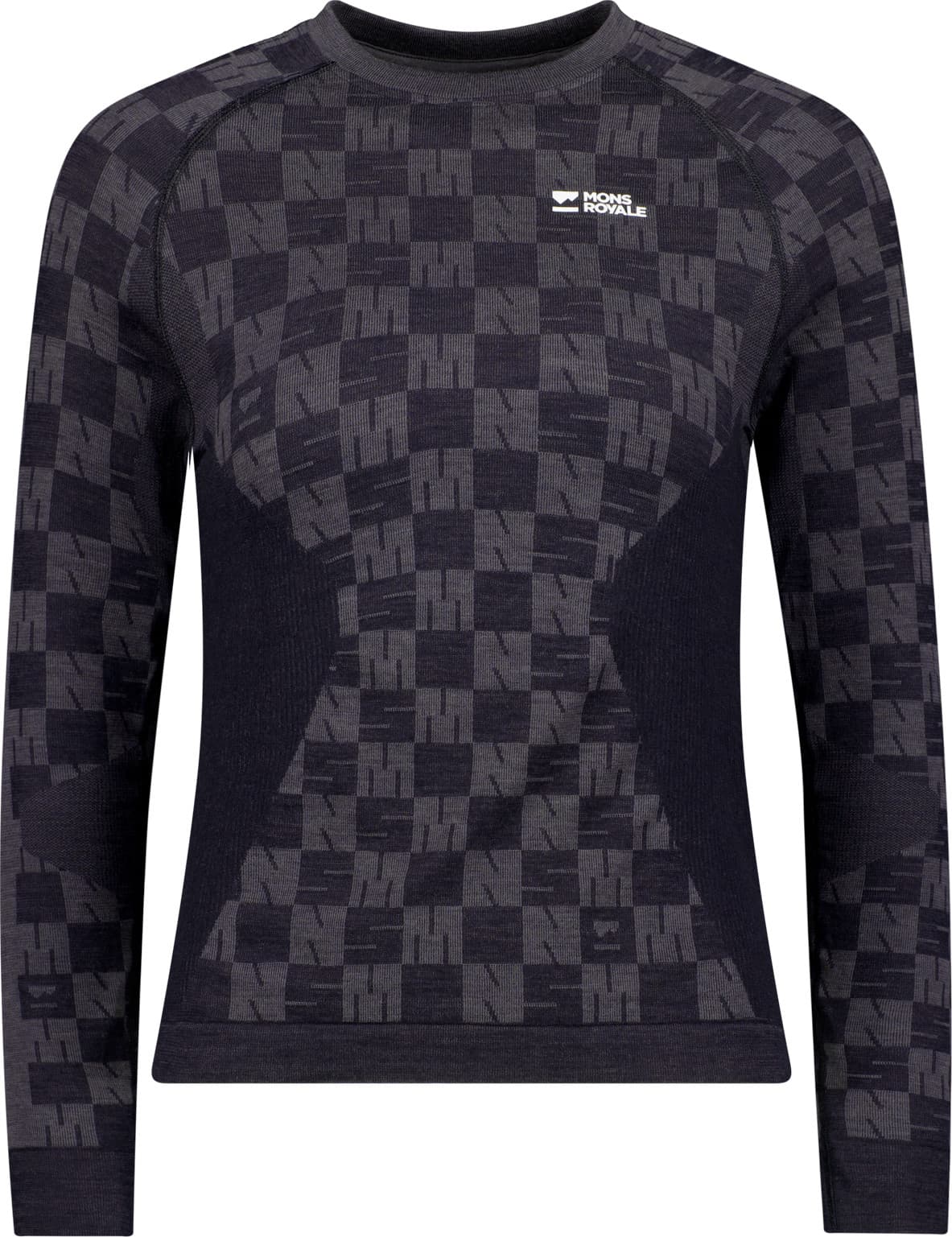 Mons Royale Mons Royale Women's Ascender Merino Seamless Long Sleeve Forged Iron/Black