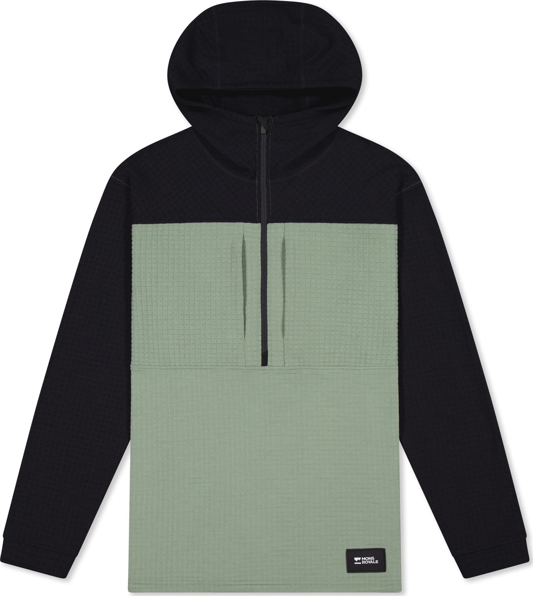 Mons Royale Mons Royale Men's Offgrid Merino Fleece 1/2 Zip Long Sleeve Willow/Black