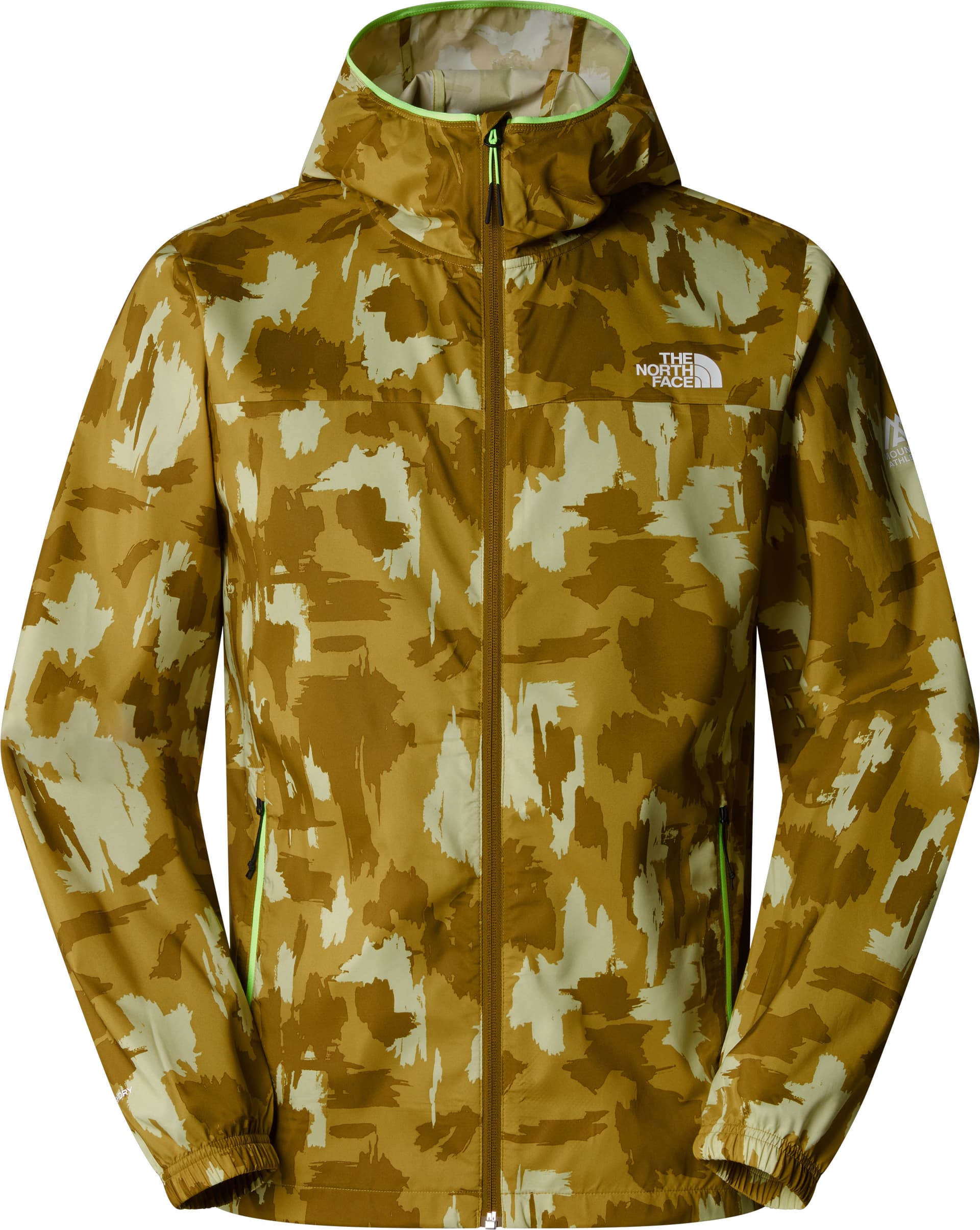 The North Face The North Face Men's Mountain Athletics Printed Hooded Wind Jacket Amber Green Painted Mountains Print