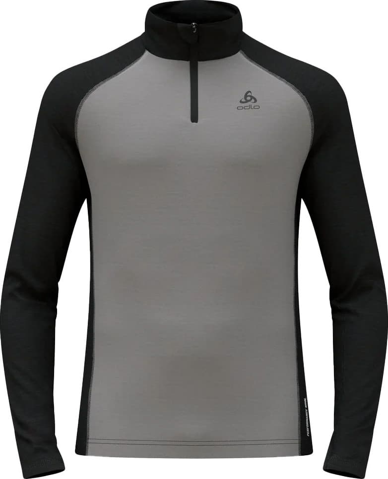 Odlo Odlo Men's Tn Long Sleeve Halfzip Natural  Grey Melange - Dark Grey Melange