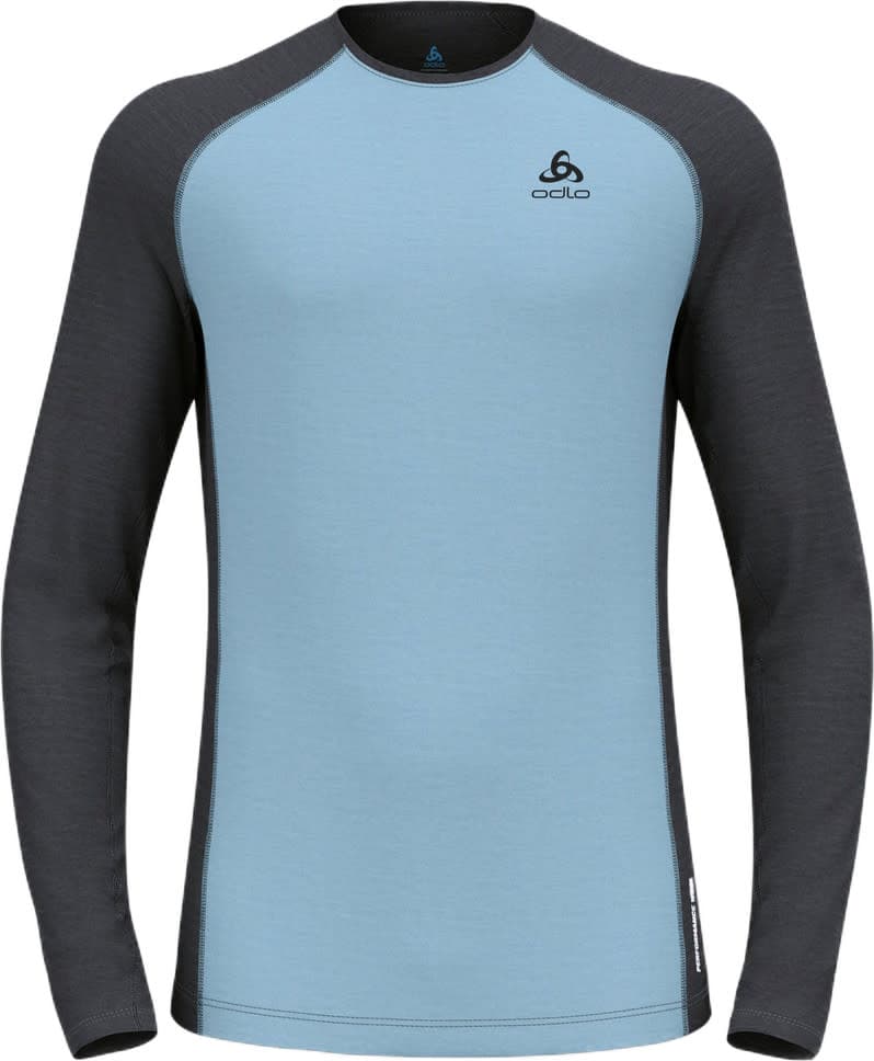 Odlo Odlo Men's Performance Wool 150 Base Layer Provincial Blue - Dark Grey Melange