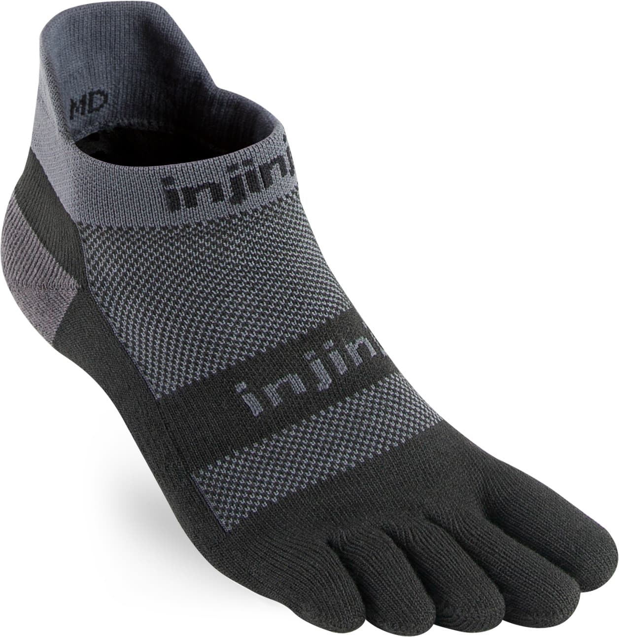 Injinji Injinji Men's Run Midweight No Show Coolmax Black Gray