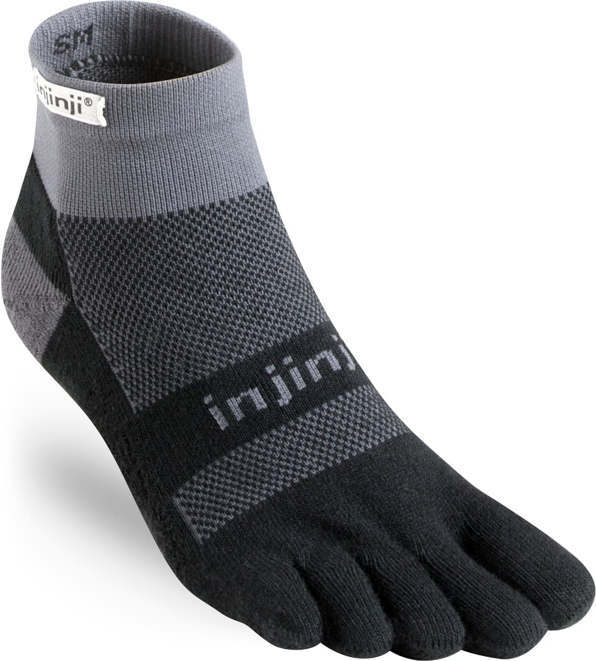 Injinji Injinji Men's Run Midweight Mini-Crew Black Gray