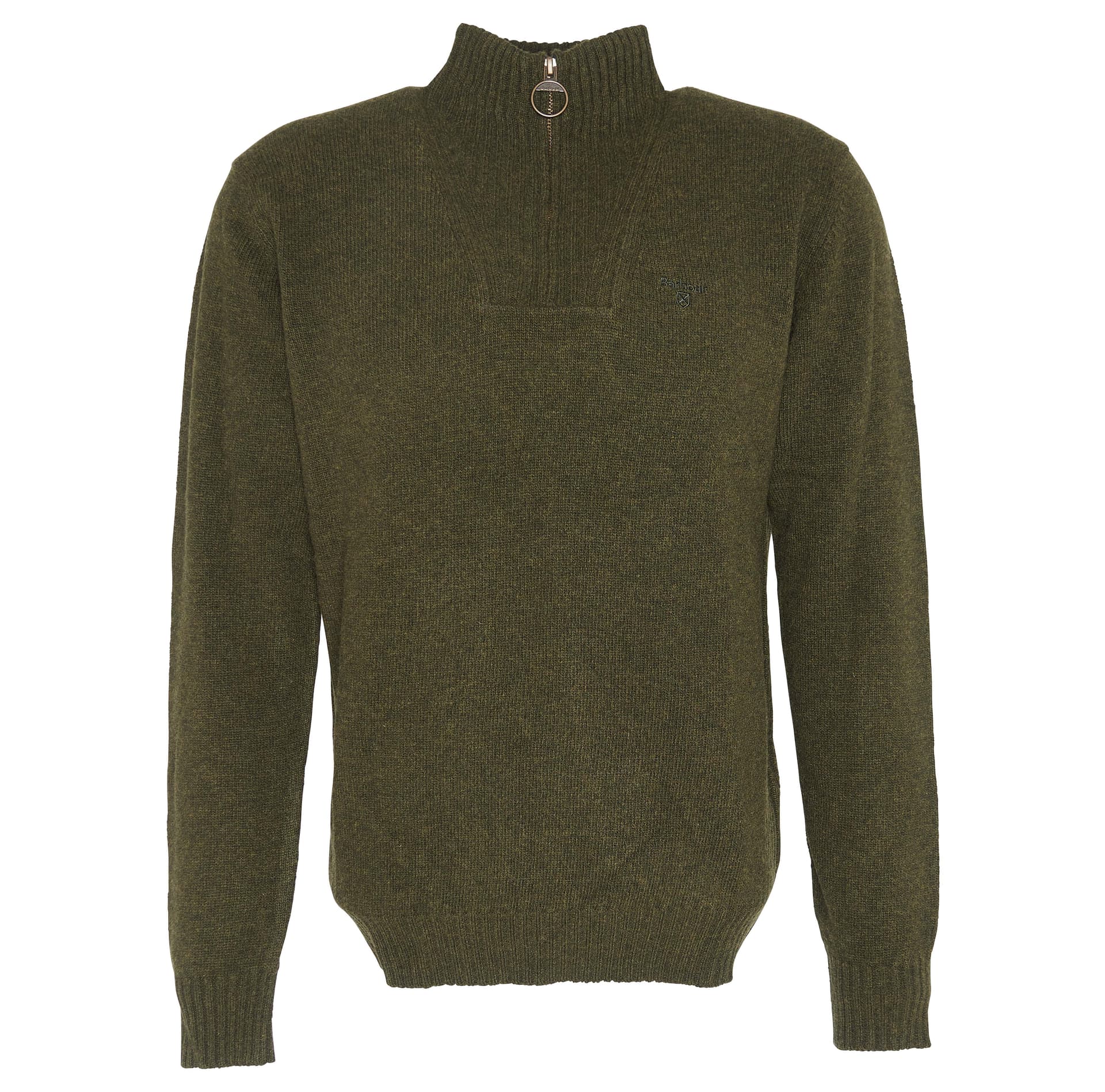 Barbour Barbour Men's Essential Lambswool Half Zip Knitted Jumper Seaweed