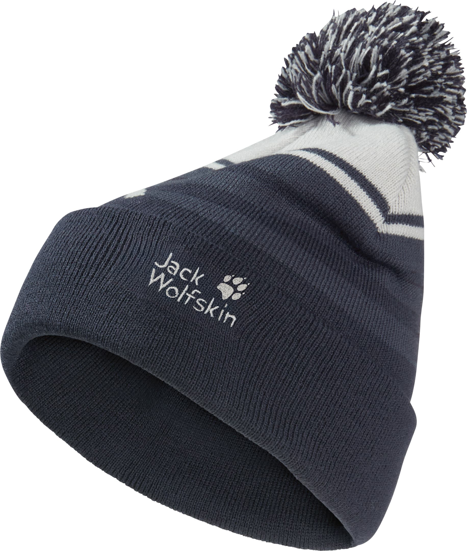 Jack Wolfskin Jack Wolfskin Kids' Stripy Pompom Beanie Dark Navy
