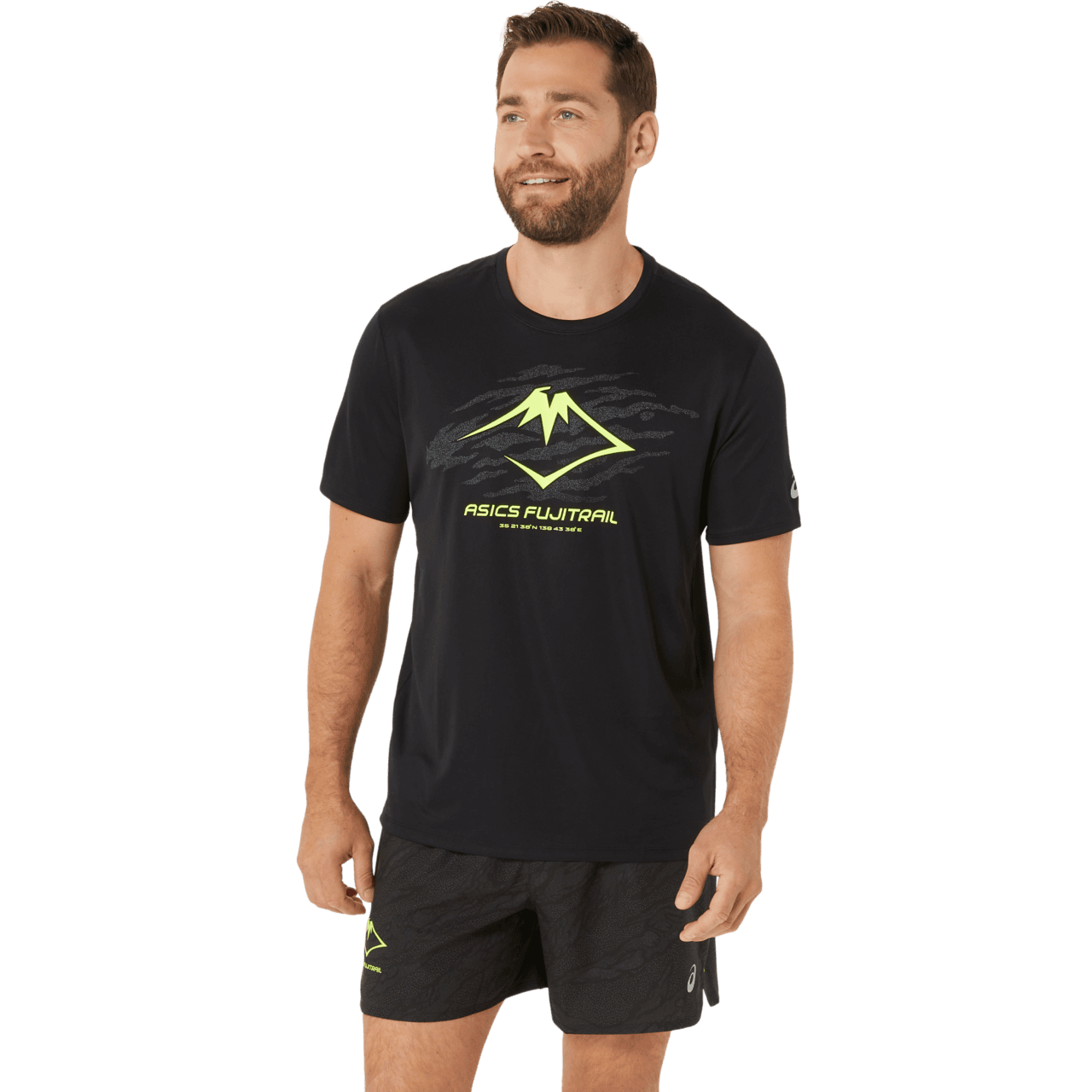 ASICS Asics Men's Fujitrail Logo Short Sleeve Top P. Black/Graphic Grey/Safety Yellow