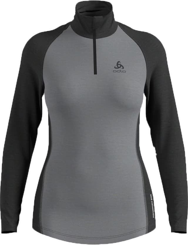 Odlo Odlo Women's Tn L/S Halfzip Natural  Grey Melange - Dark Grey Melange