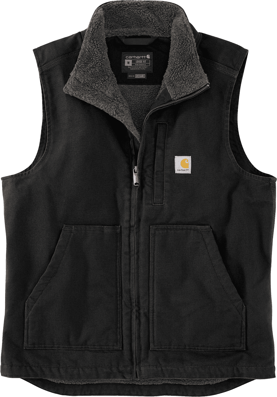 Carhartt Carhartt Men's Washed Duck Lined Mock Neck Vest Black