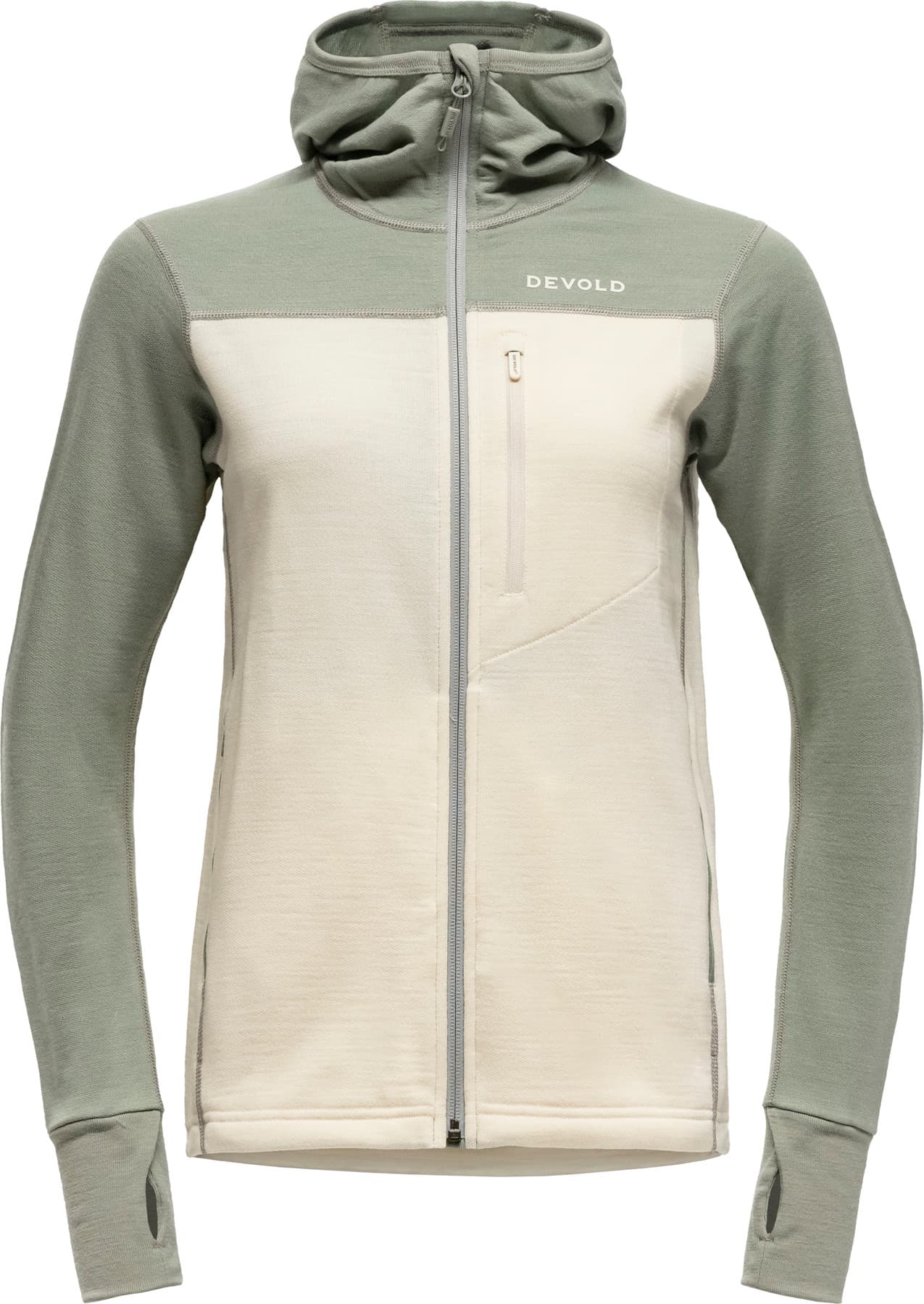 Devold Devold Women's Explorer Merino Hooded Jacket Fog/Raw White