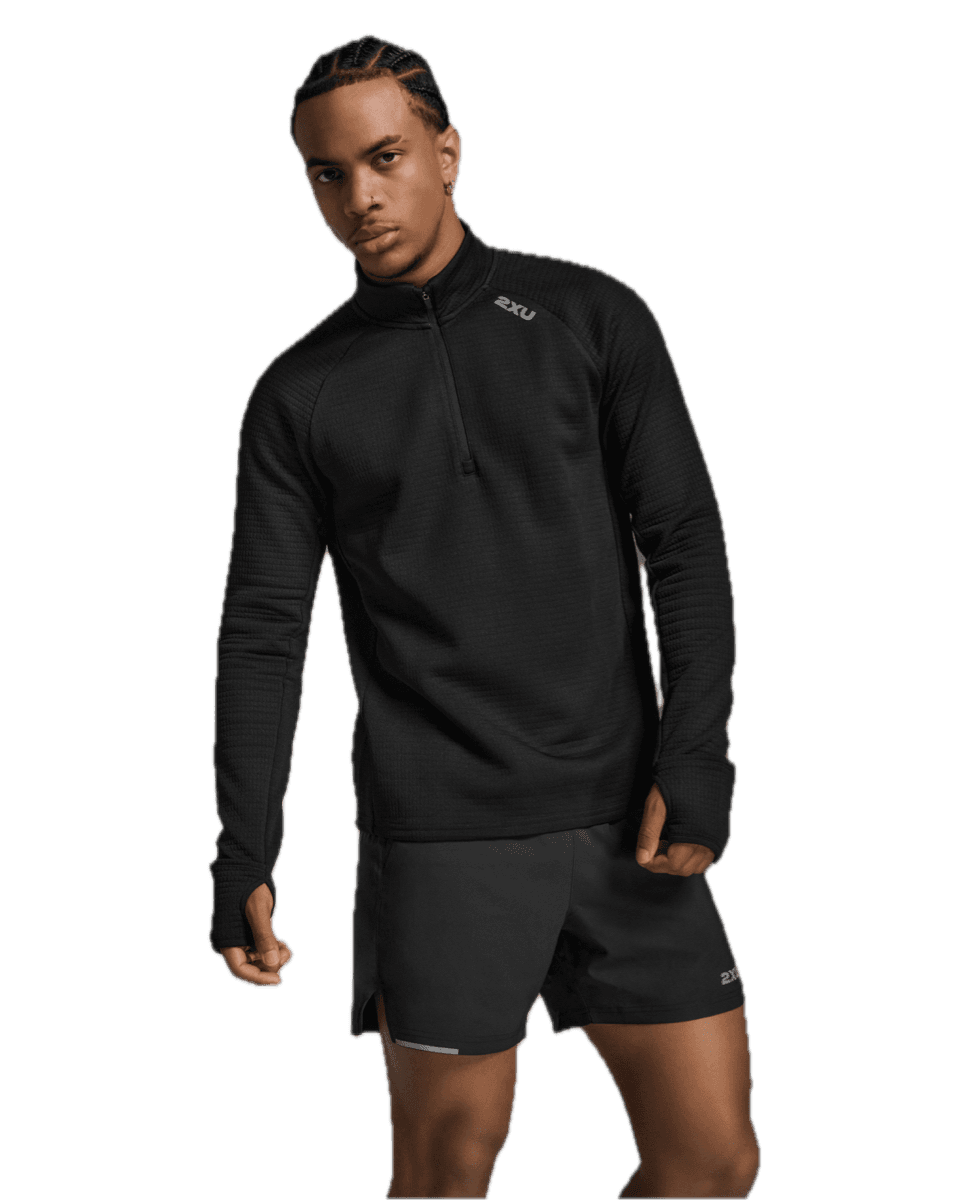 2XU 2XU Men's Ignition Hyper-Haptic 1/4 Zip Black/silver Reflective